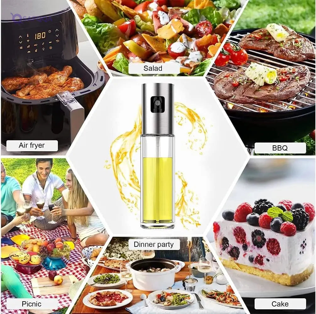Versatile 100ml Glass Olive Oil Sprayer Bottle – Refillable Mister for Cooking, BBQ, Salad, Baking & Roasting - Safqqa