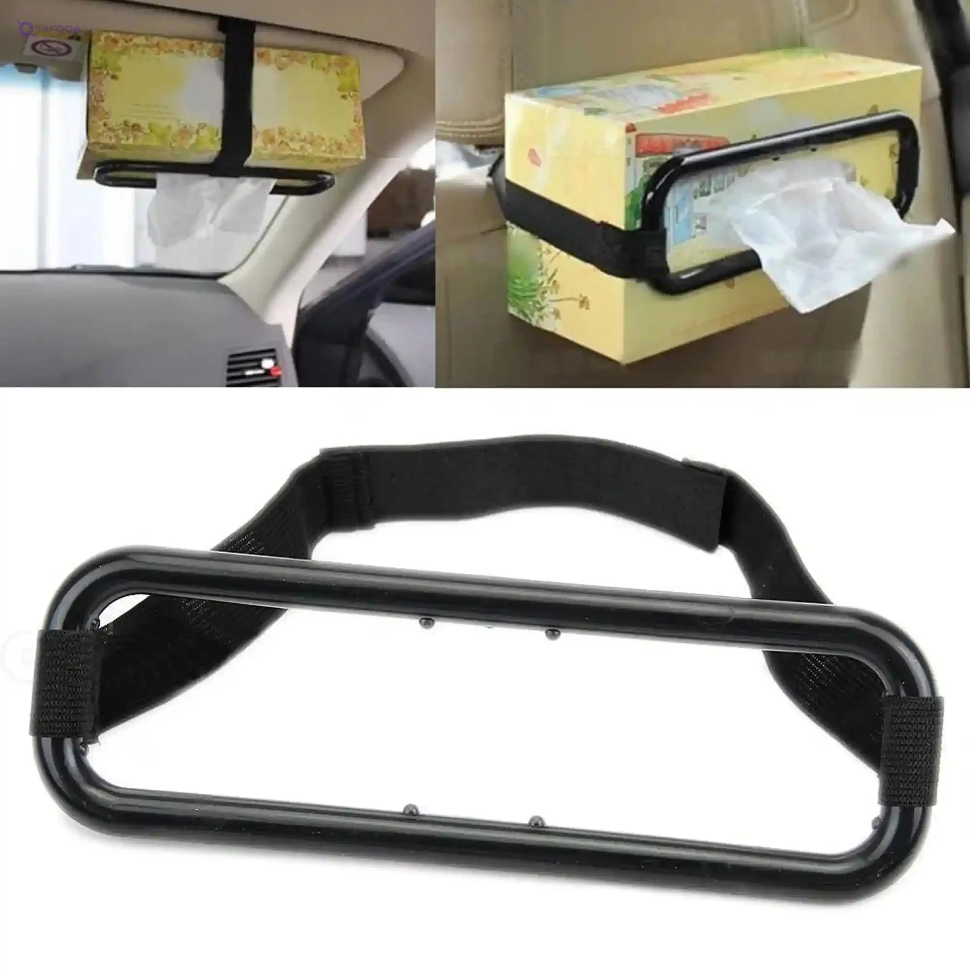 Car tissue paper box holder Auto rear seat headrest support Hold Clip Sun Visor Tissue Box Holder,Car Mount Organizer (Black) - Safqqa Egypt