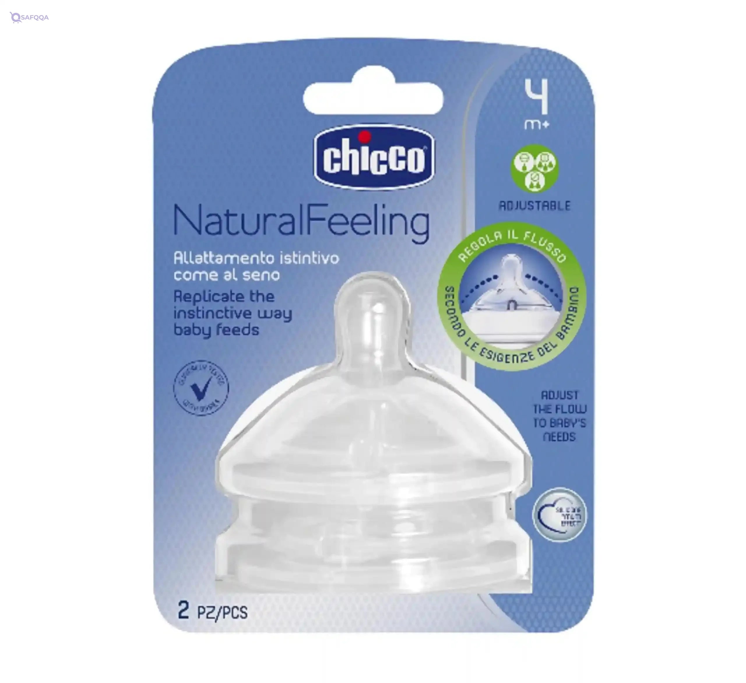 Chicco Bottle Nipples For Child ( 4 Months) -2 pcs - Safqqa