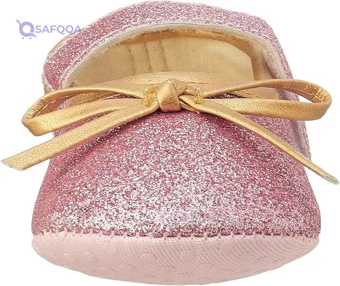 Mix & Max Girls' Two-Tone Metallic Bow-Detail Mary Jane Shoes - Safqqa Egypt