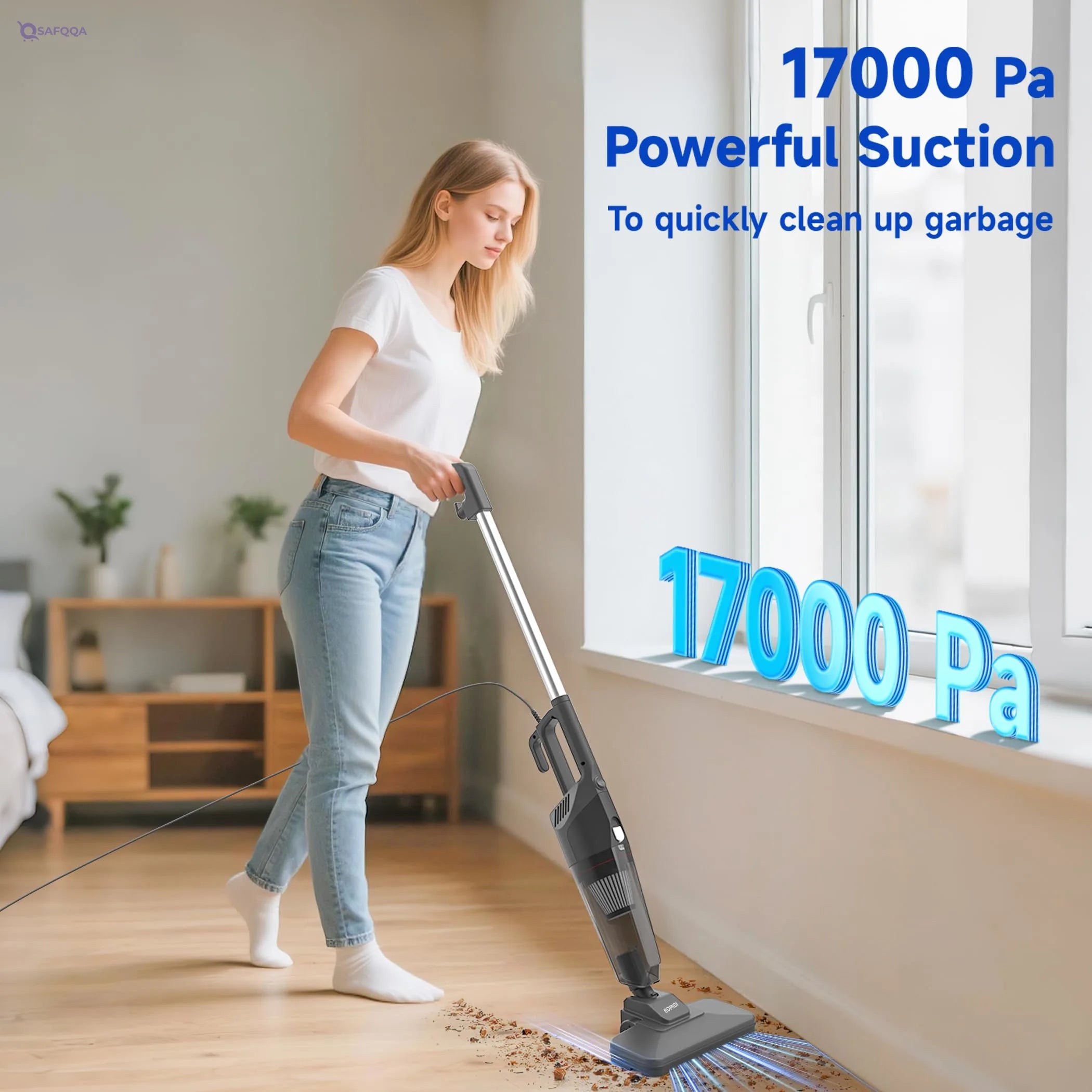 BOMIDI 17000Pa Ultra - Strong Handheld Vacuum Cleaner with 900mL Dust Cup, Quiet Suction, 5m Cable & Washable Filter - Ideal for Wood, Carpet, Tile Floors ,Damage Box and Scraches. - Safqqa