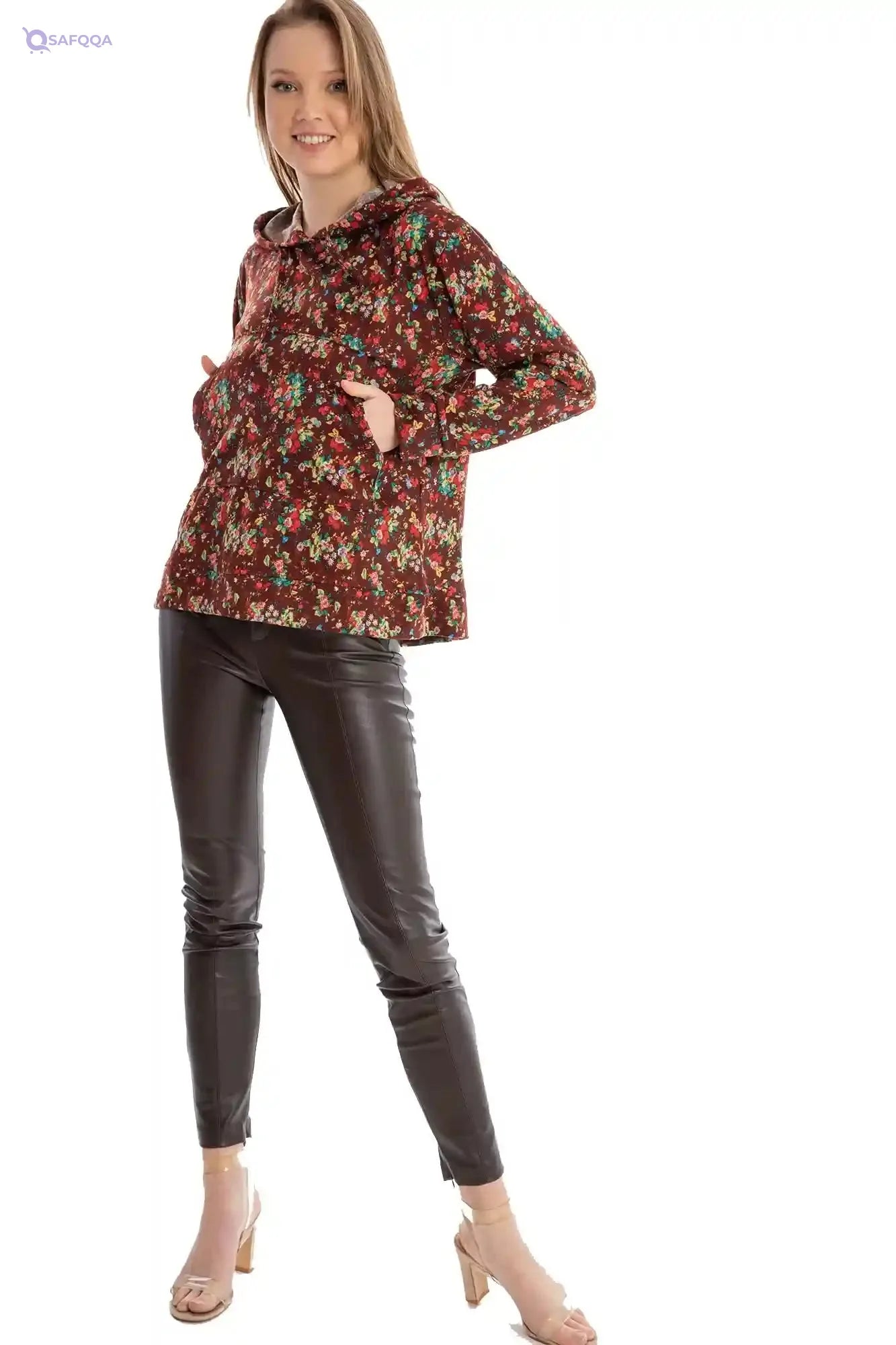 Jamila  Casual Printed Hoodie For Women,Long sleeves with ribbed cuffs for a snug, comfortable fit.. - Safqqa