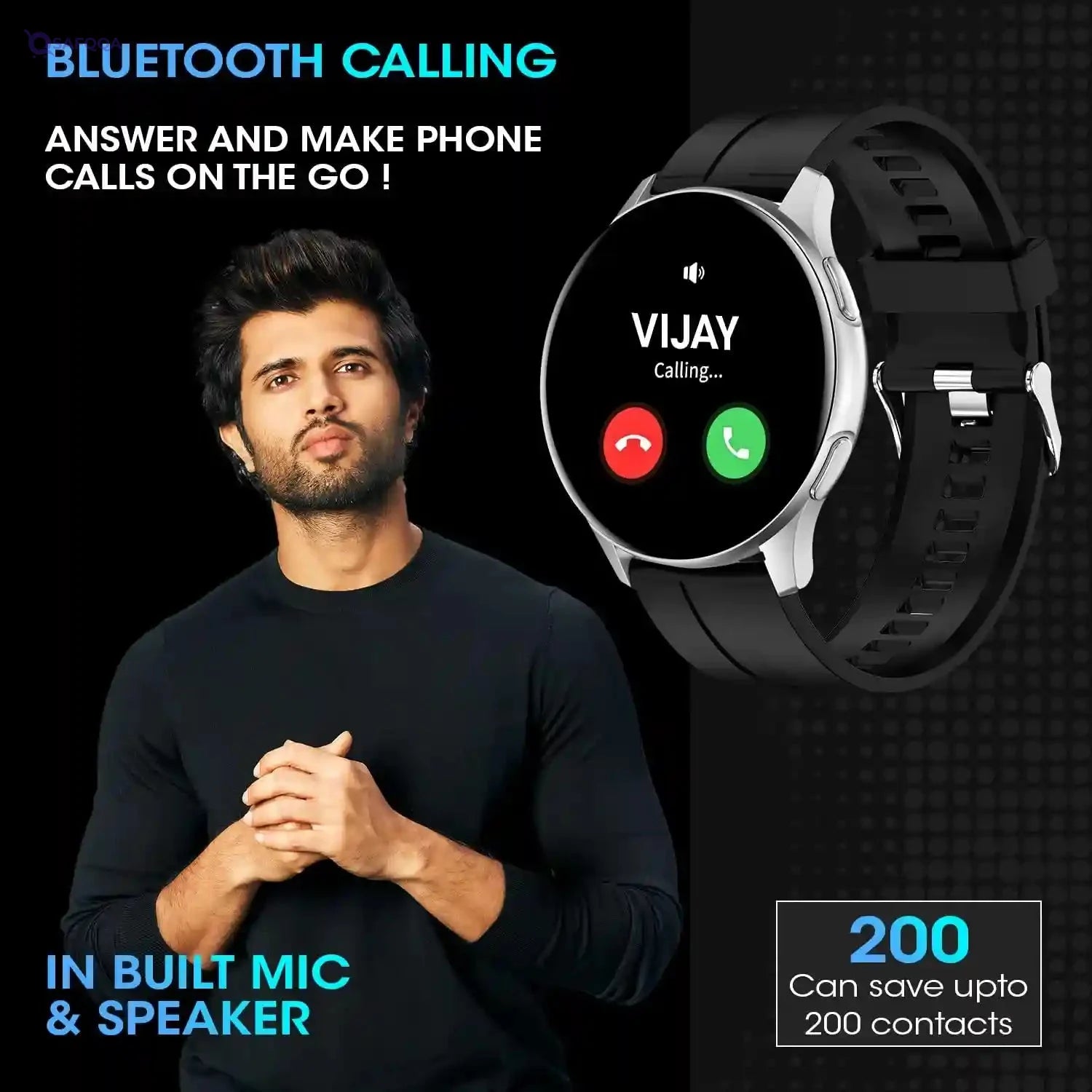 Fire Boltt INVINCIBLE 1.39" AMOLED 454x454 Bluetooth Calling Smartwatch ALWAYS ON, 100 Sports Modes, 8GB for 1500+ Songs, Play Music Without Phone on TWS, Spo2 & Heart Tracking- Have Scratches - Safqqa