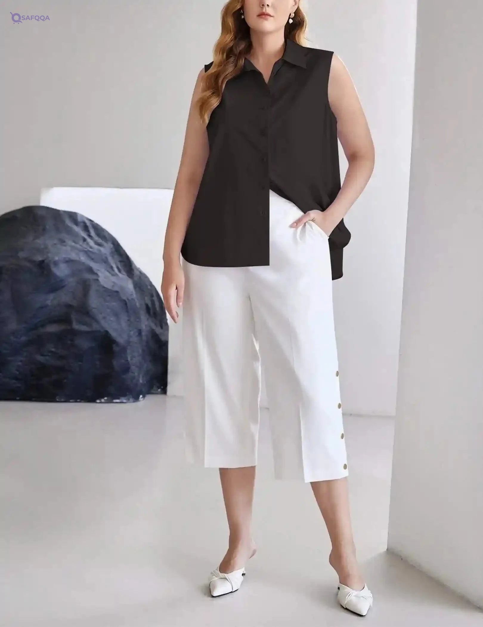 Zeagoo Women's Sleeveless Button Down Shirts Soft, lightweight, and breathable fabric - Safqqa