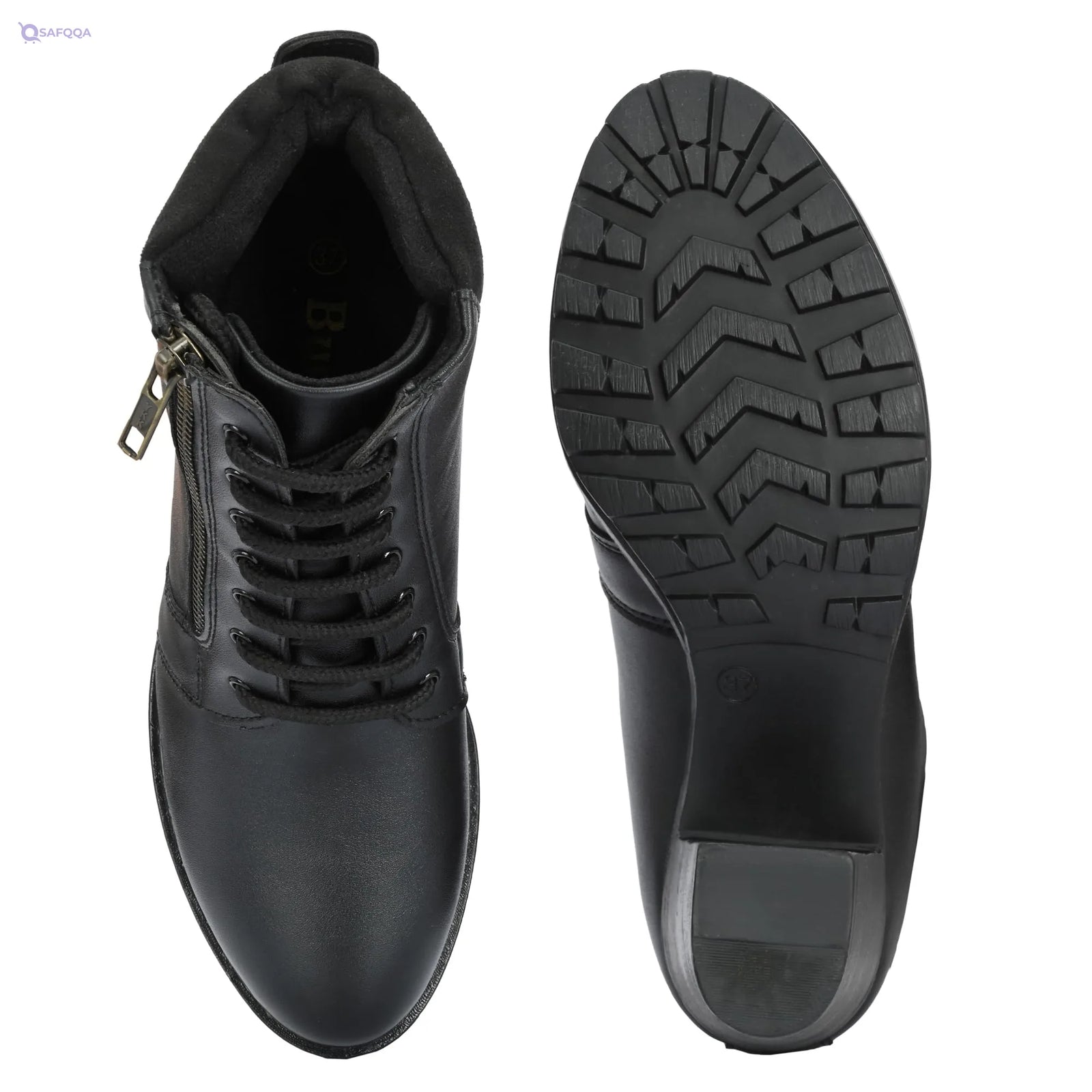 Burwood Women’s Lace-Up Zipper Boots - Safqqa