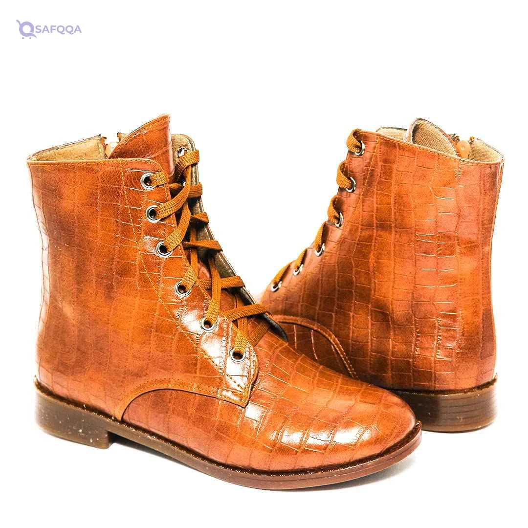 Glitter Printed Lizard Ankle Boots - Safqqa Egypt