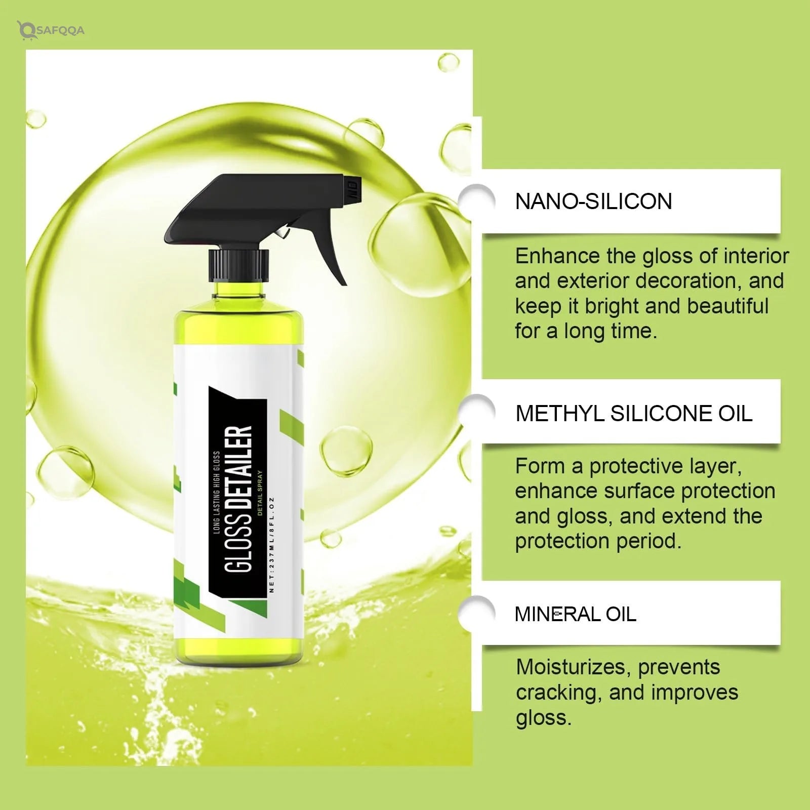 NALACAL Glass Cleaner Spray for Car, Car Glass Oil Film Stain Removal Cleaner, Glass Cleaner for Car Window, No-Streaks, Added Clarity, Tint Safe, Cleaner for Auto and Home, 2PCS - Safqqa