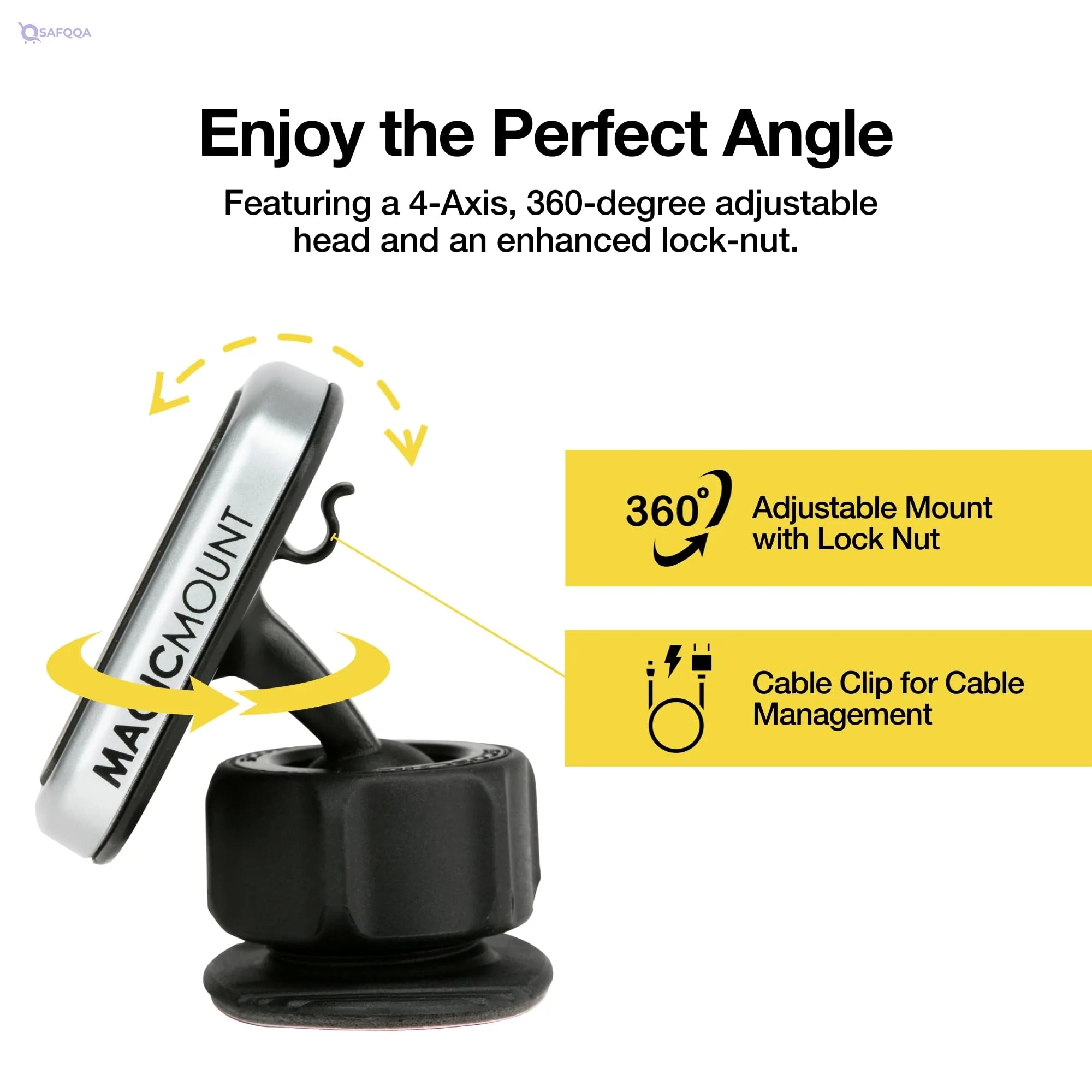 Scosche MagicMount Pro – Magnetic Car Phone Holder, 360° Adjustable - Safqqa