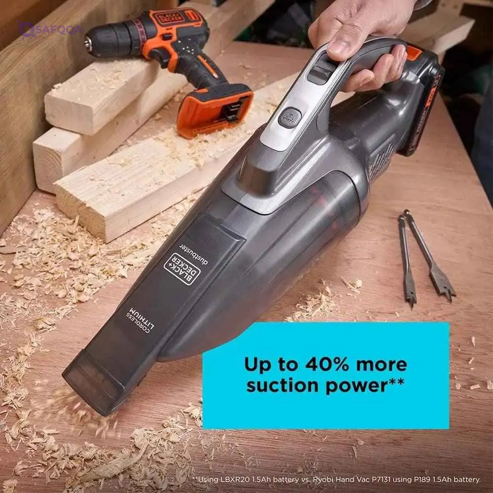 BLACK+DECKER Cordless 18V Handheld Dustbuster Vacuum, 45 Air Watts, 2 Stage Filteration Technology, Extra Large Dust Bowl, Powerful Suction BCHV001B, , Battery/Charger Not Included - Safqqa