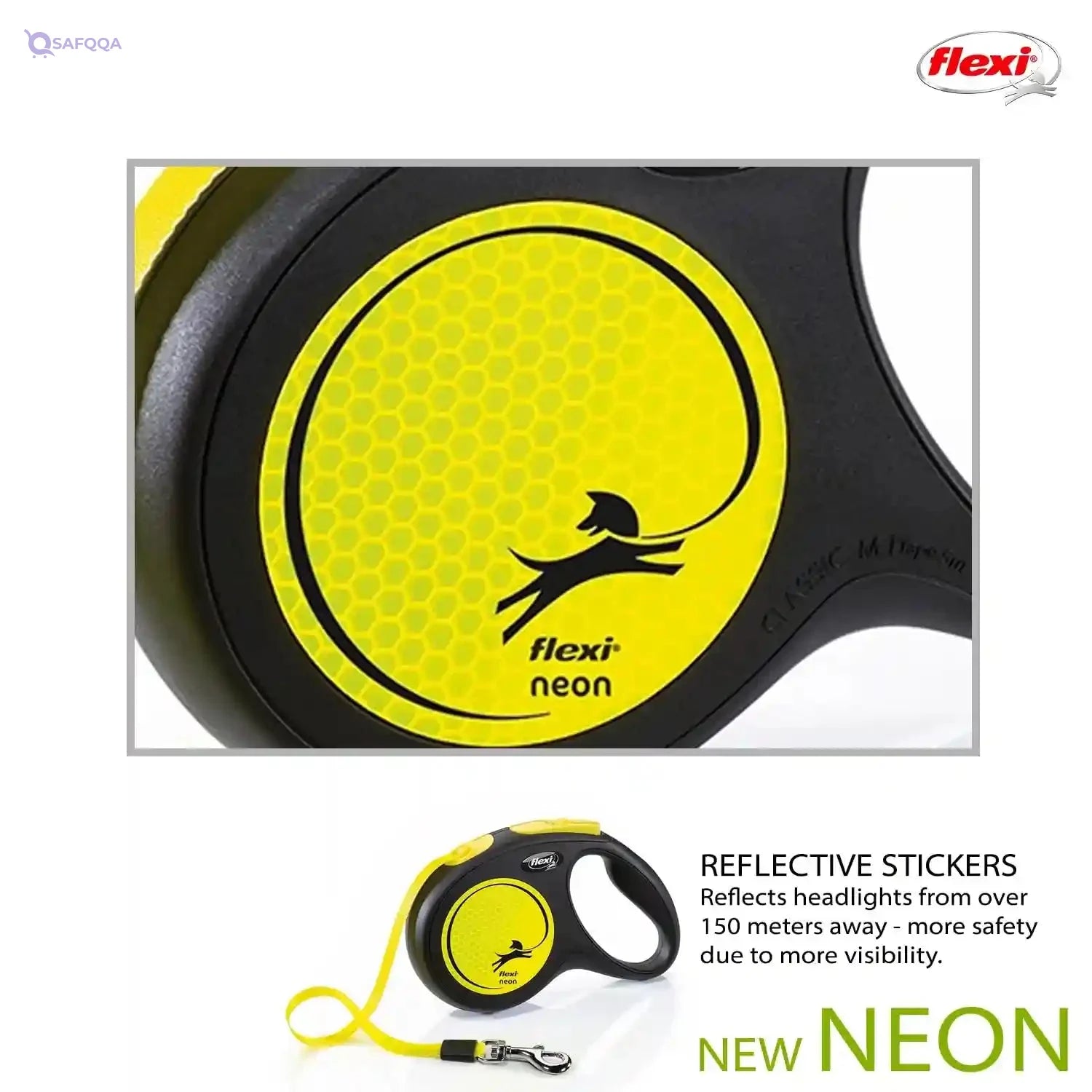 New Flexi Neon Strip for Dogs, 5 Meters, Yellow - Safqqa