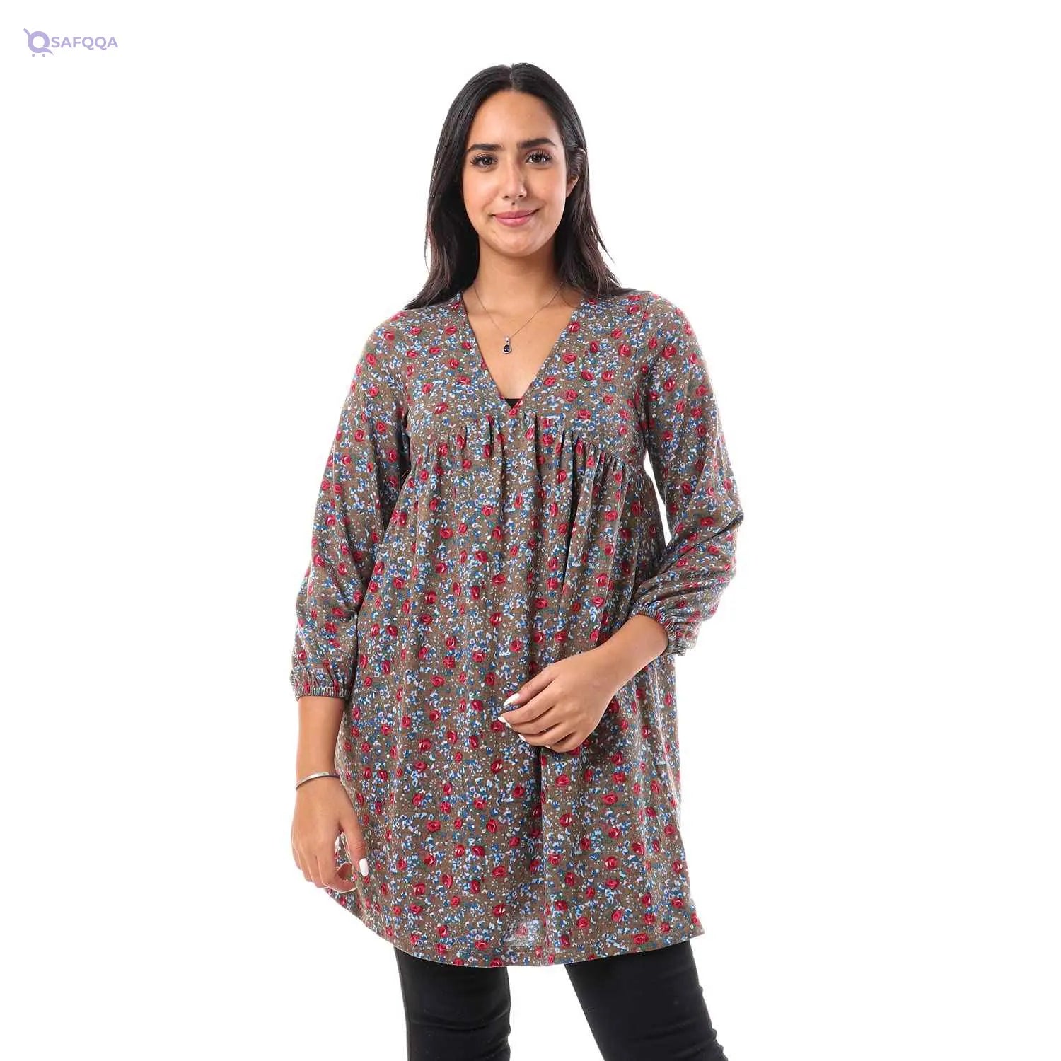 JAMILA Printed Long Sleeve Blouse For Women,Durable quality that withstands frequent washing. - Safqqa