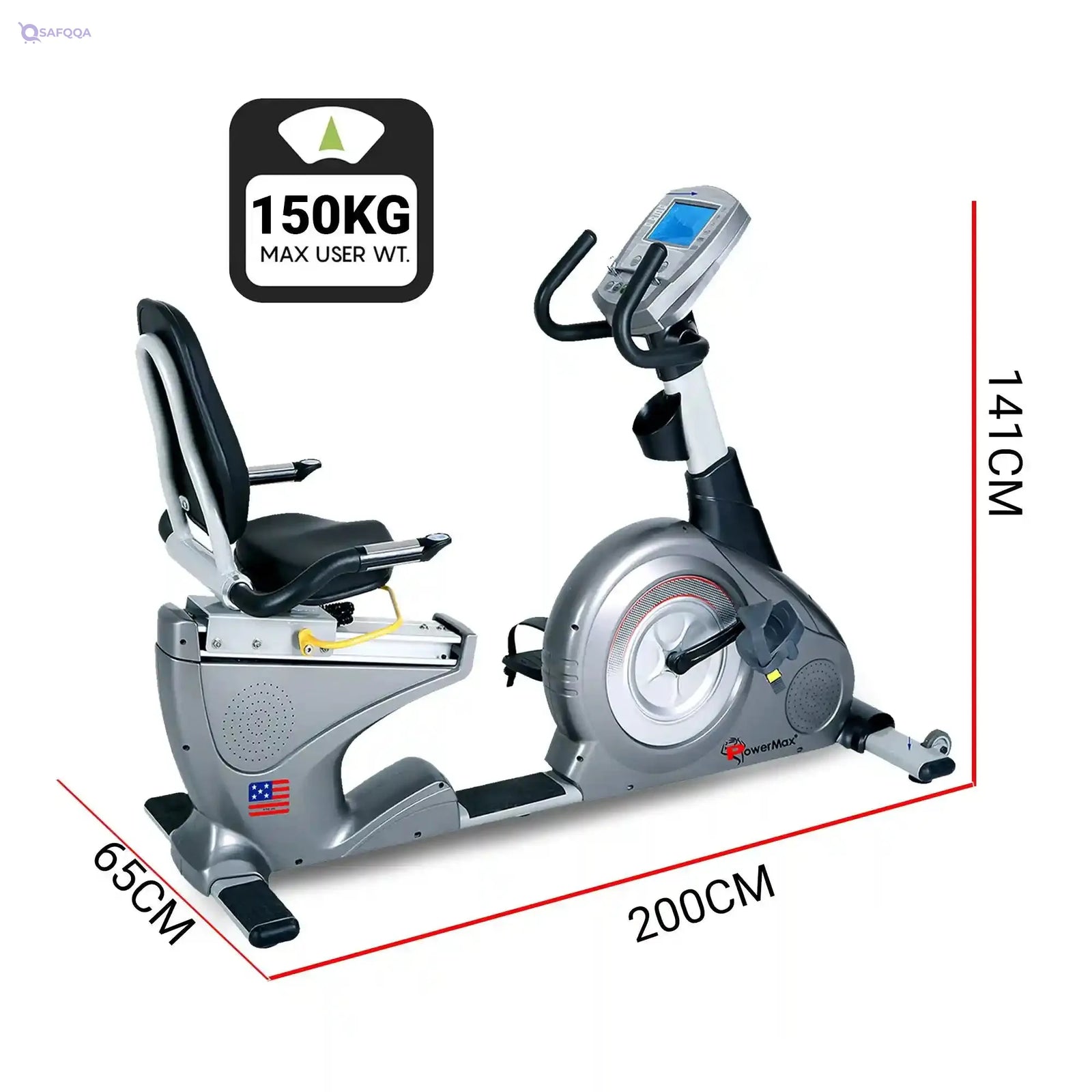 PowerMax Fitness BR-2000C Commercial Recumbent Bike – 14kg Flywheel - Safqqa
