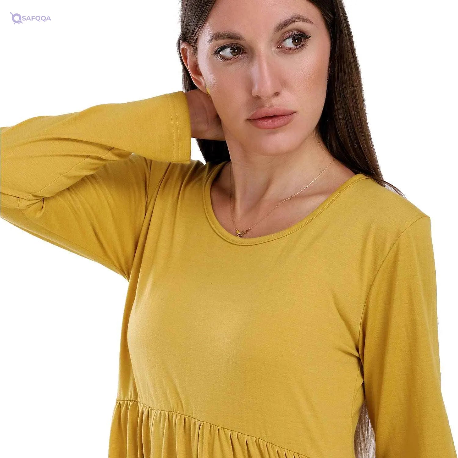 Jamila Women Women Long Full Sleeves Dress With Round Neck - Safqqa Egypt