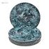 7-Piece Dessert Set – Porcelain, Marble Black Turquoise - Safqqa