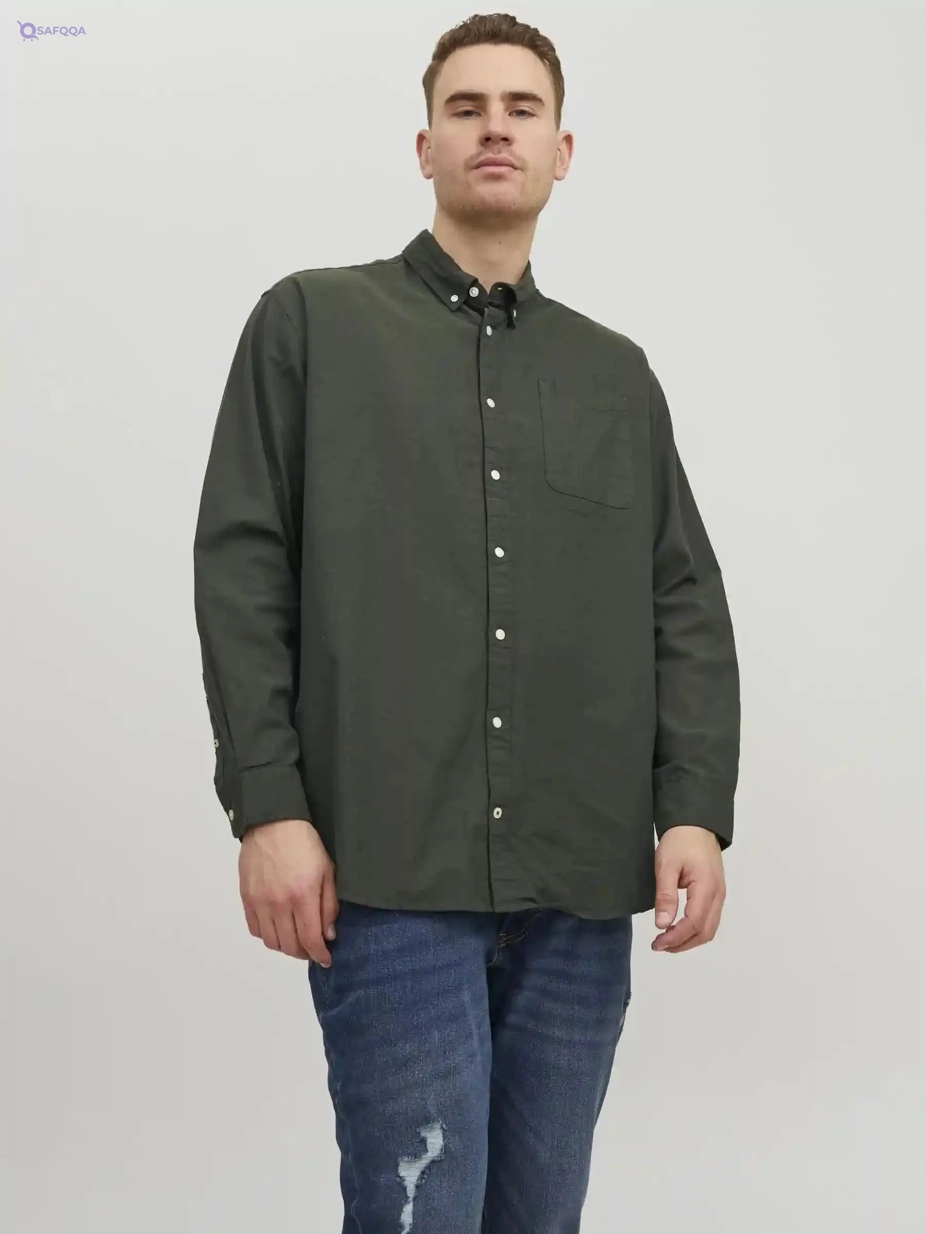 Jack & Jones mens Oxford Long-Sleeve Plus Size Shirt (pack of 1) - Safqqa