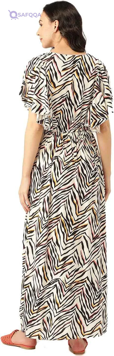 Women’s Nursing Dress with Concealed Zip – Viscose Fabric - Safqqa