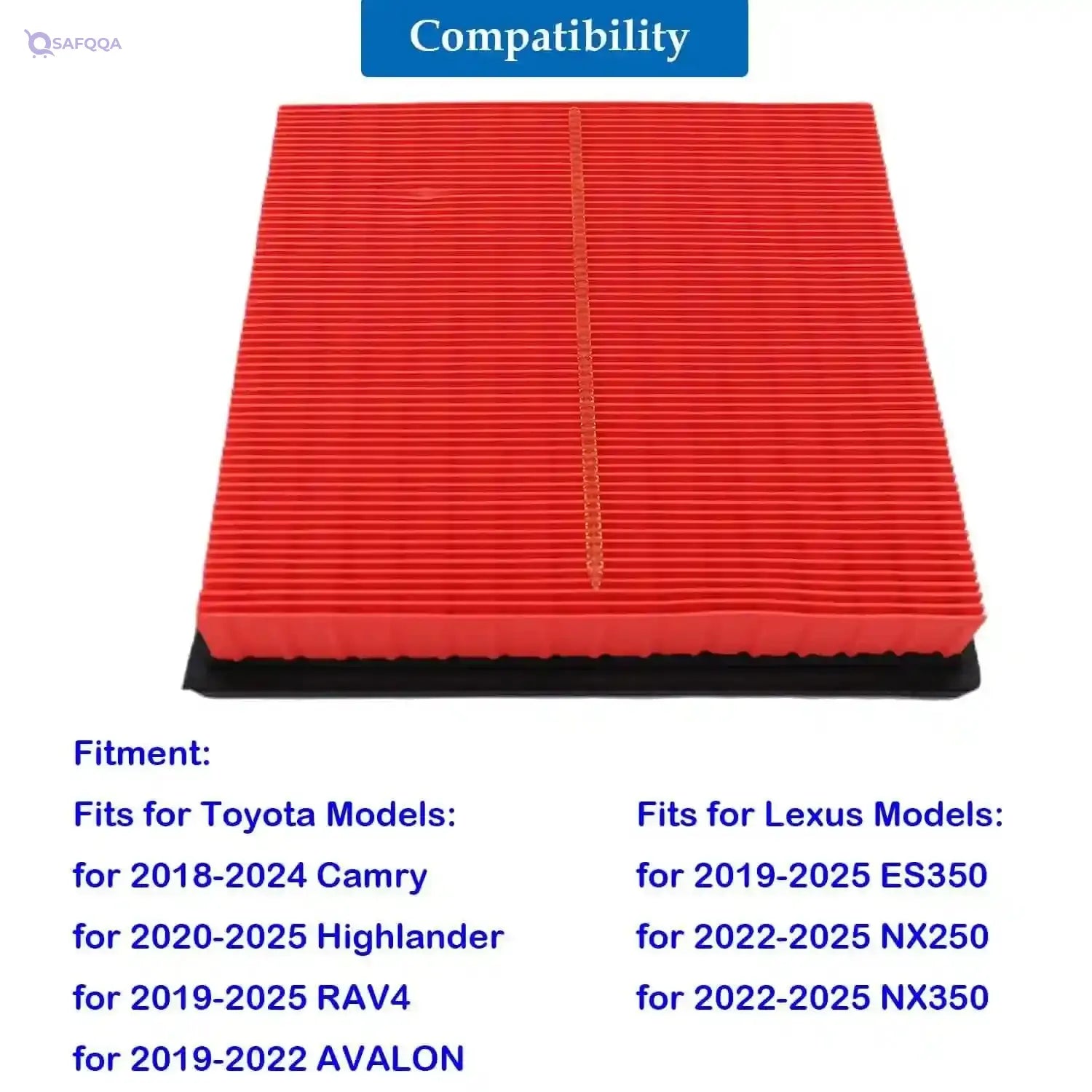 ACCYPRO Engine Air Filter 17801-25020 Compatible with 2018-2024 Camry, 2020-2025 Highlander,2019-2025 RAV4,2019-2022 AVALON,2019-2025 ES350 - Safqqa