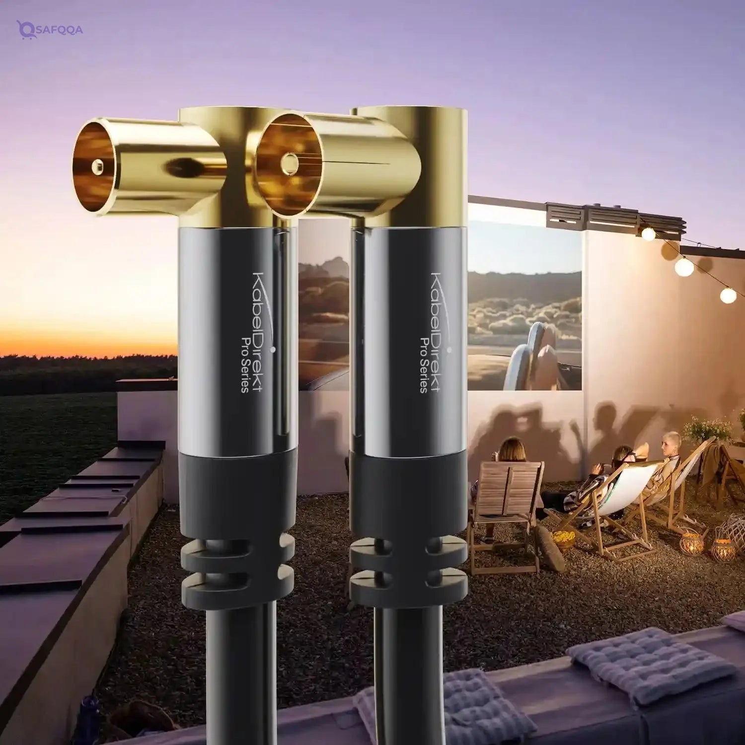 KabelDirekt 447 0.5m Coaxial Aerial/Antenna Cable with angle 90 ° (Male to Female, 75 Ohm, for TV, HDTV, radio, DVB-T2, DVB-C, DVB-S) PRO Series black - Safqqa Egypt