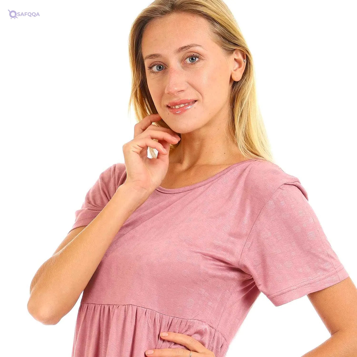 JAMILA Women Round Short Sleeves Tiered Dress DRESS - Safqqa Egypt