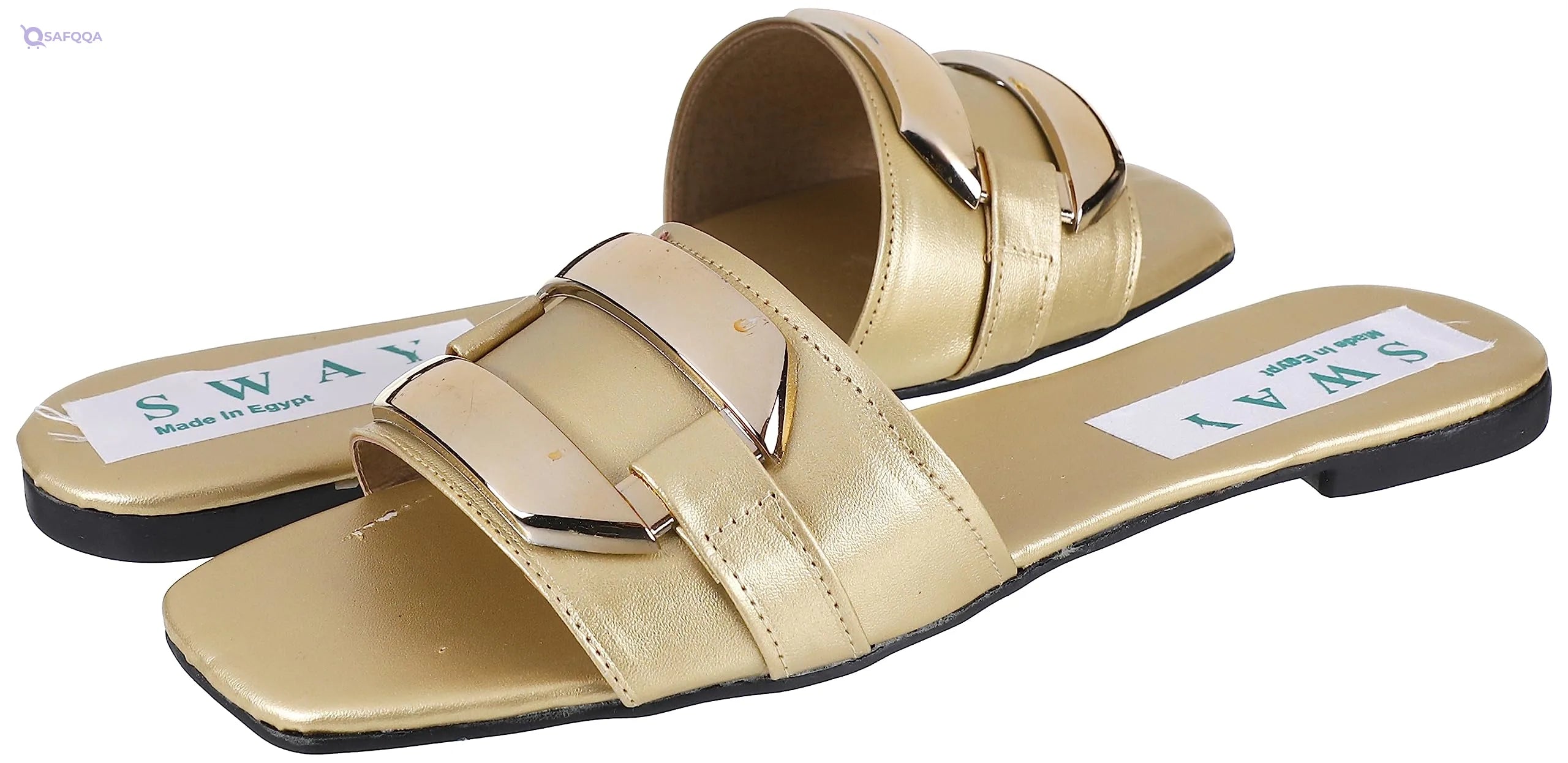SWAY Flat spongy cushioned insole for amazing comfort and soft faux leather upper with a simple sylish ornament For Women, - Safqqa