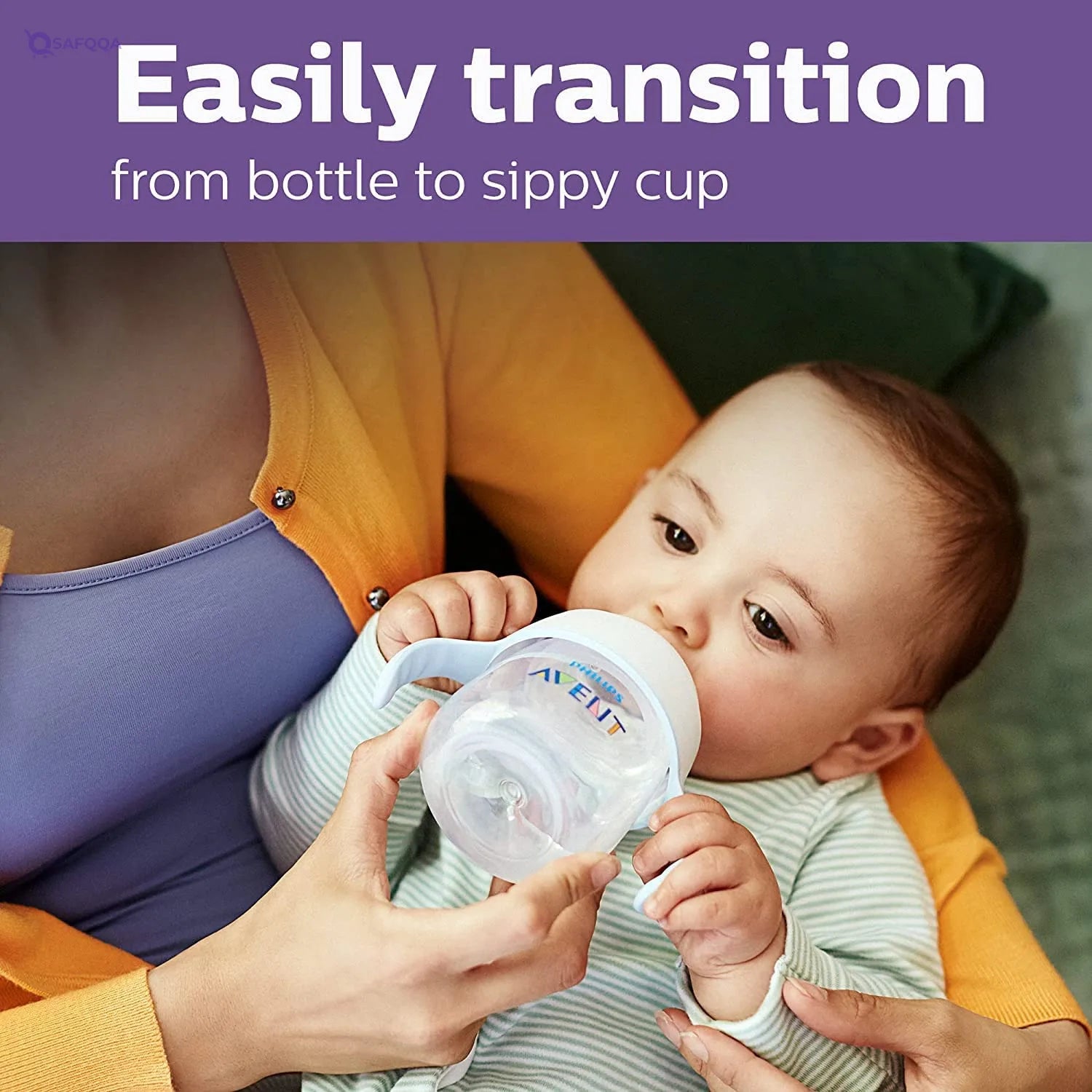 Avent Training Cup Transition to Drinking,Removable trainer handle for adjustable use. - Safqqa