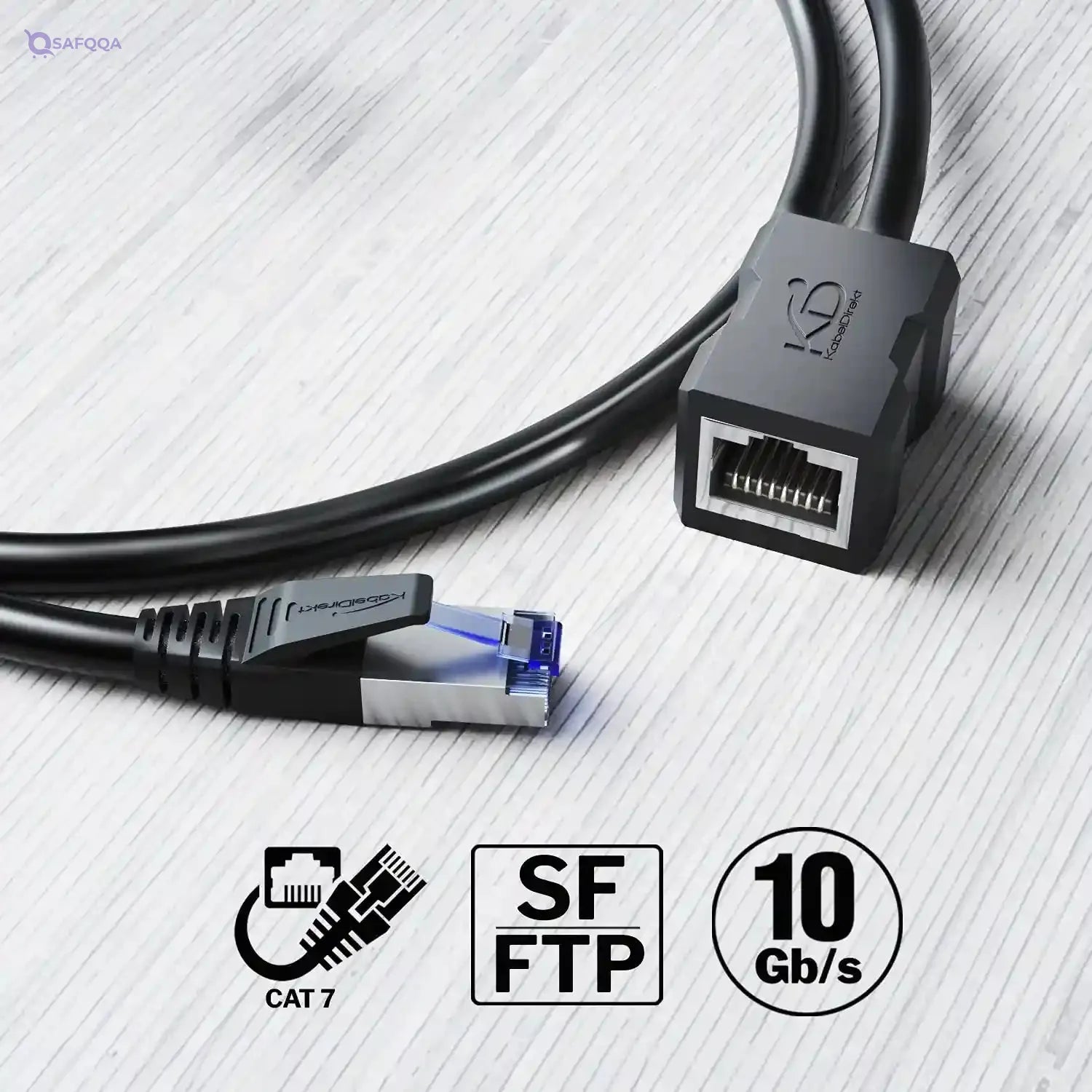 KabelDirekt â€“ 2m â€“ LAN & Ethernet extension cable (RJ45 female coupler/male connector, extends network cables with full data transfer speed â€“ CAT 7, 10Gbit/s, SF/FTP shielding, black) - Safqqa Egypt