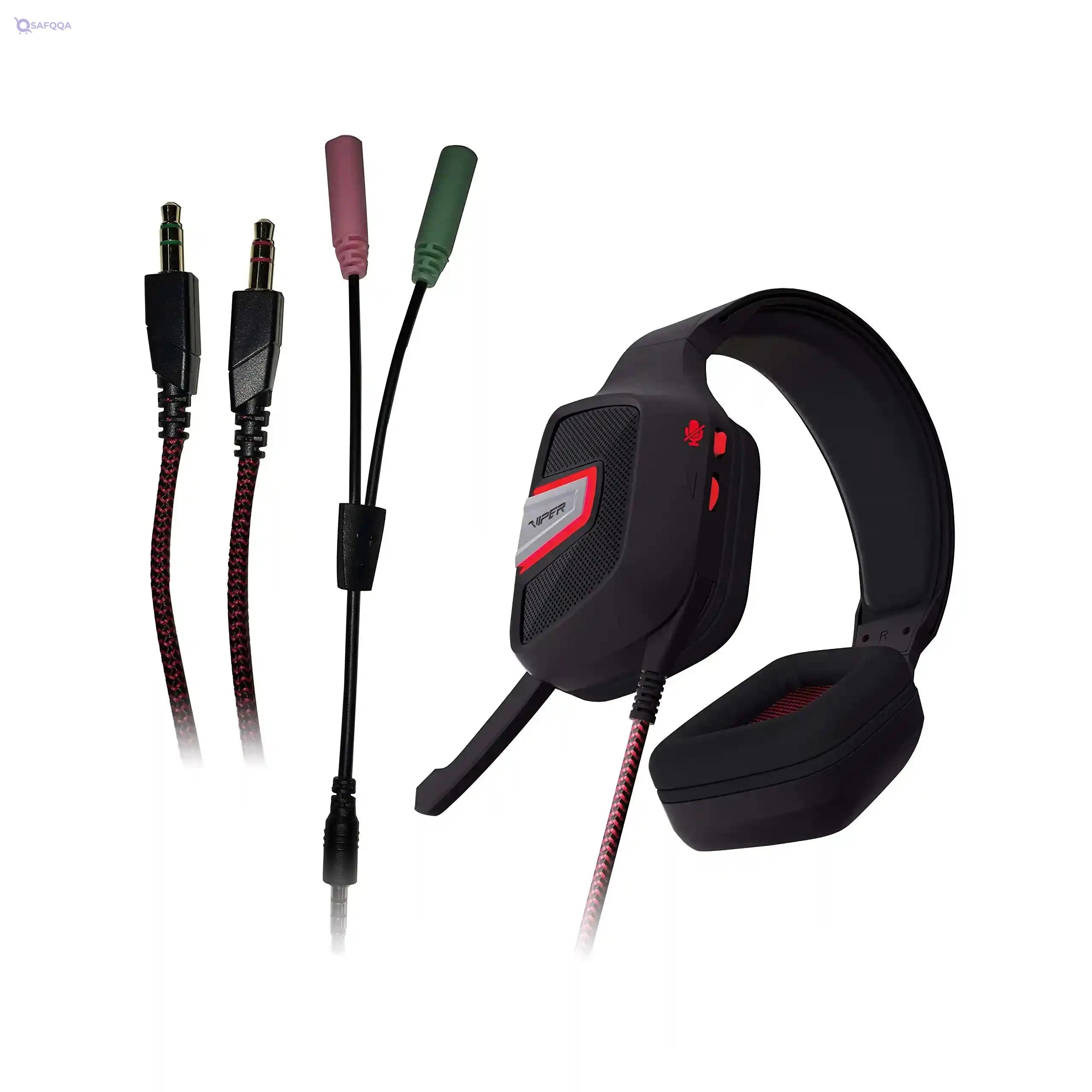 Patriot Memory V330 Stereo Wired Gaming Headset - Superb Sound and Comfort - On-Earcup Control - 50MM Drivers - Foldable Microphone - Multi Platform Headphone - Safqqa