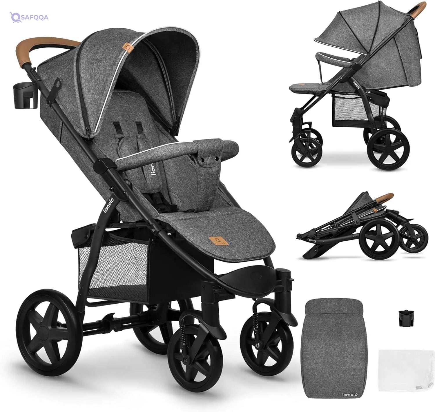 Lionelo Annet Plus Baby Stroller – 22kg, Reclining Seat & Accessories - Safqqa