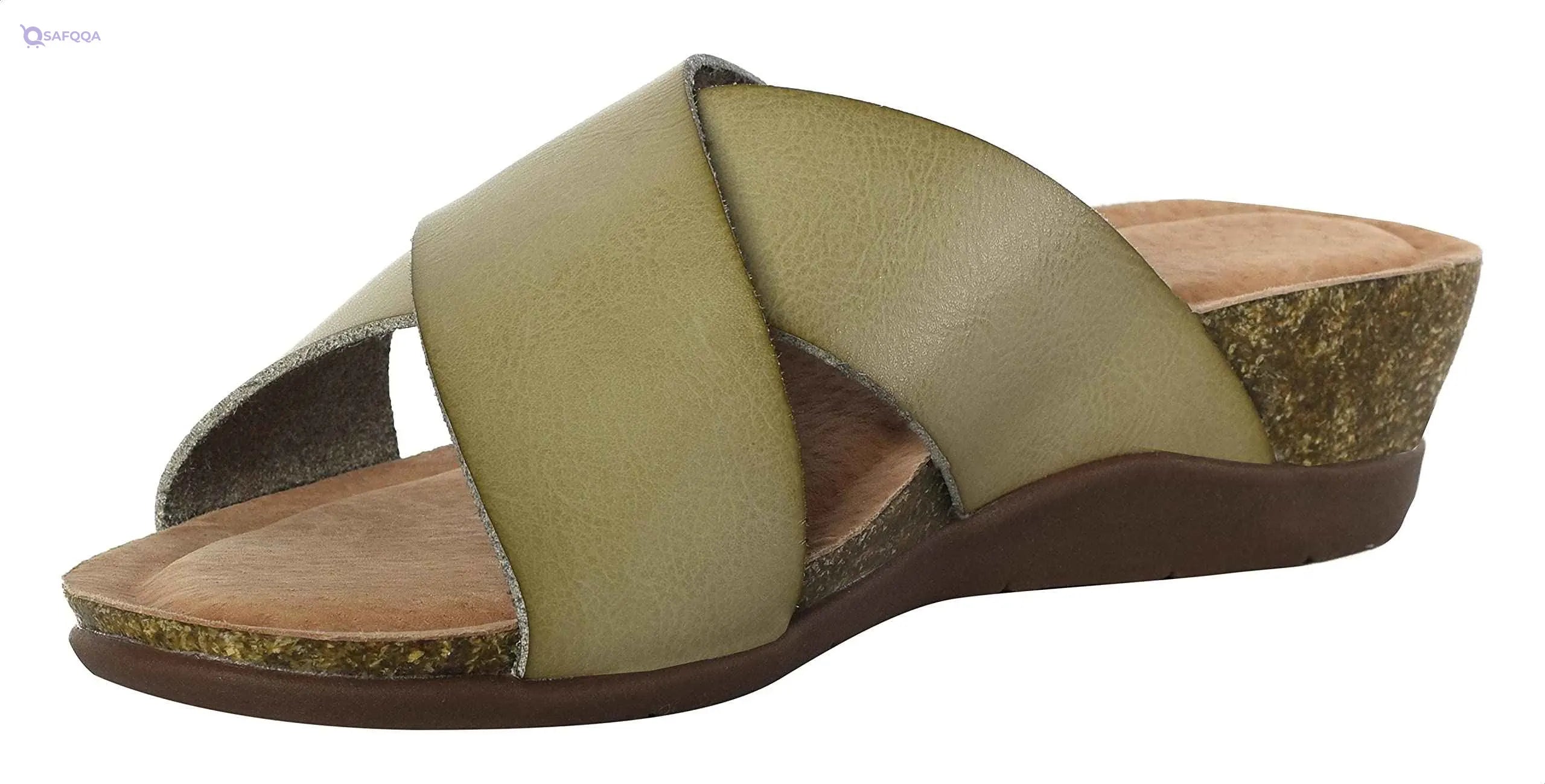 Pixi Faux Leather Cross Strap Open Front Wedge Slipper For Women - Safqqa Egypt