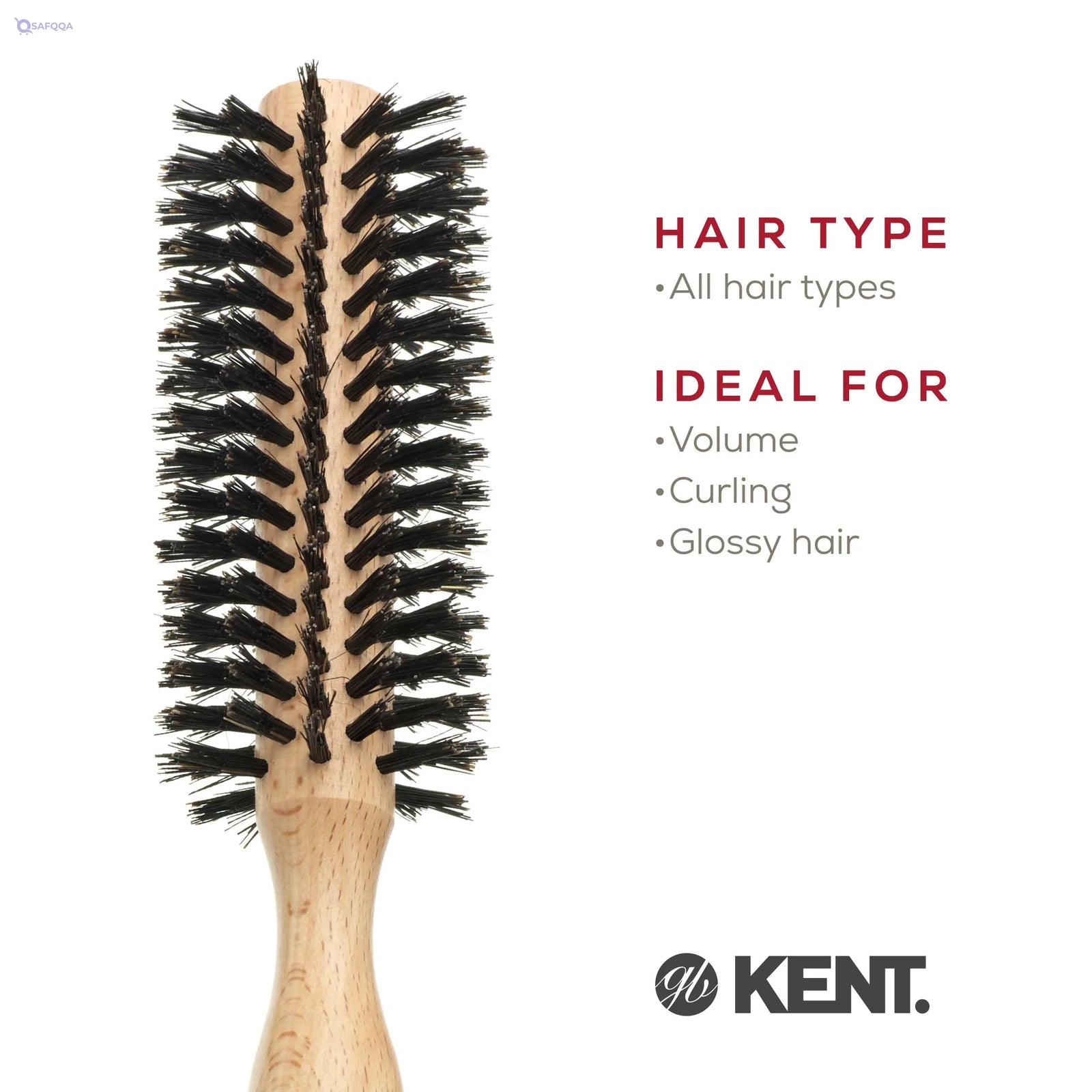Kent 45mm Round Wooden Hair Brush for Styling and Volume - Safqqa