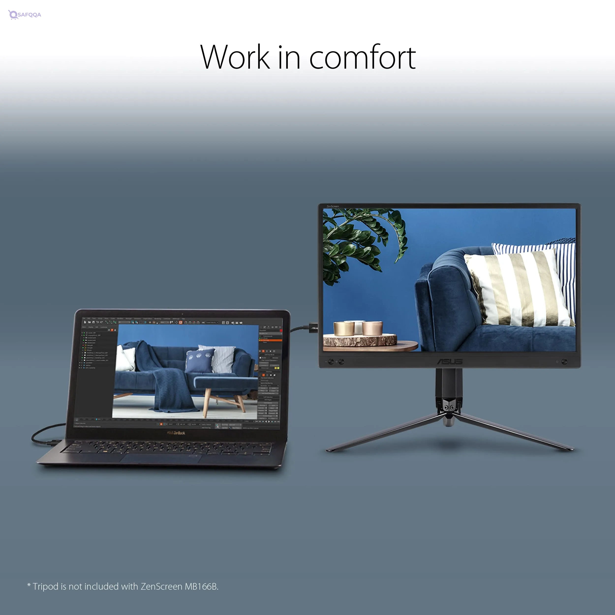 ASUS ZenScreen 15.6” Full HD Portable USB Monitor (MB166B) – IPS, USB 3.2, Anti-Glare, Renewed - Safqqa