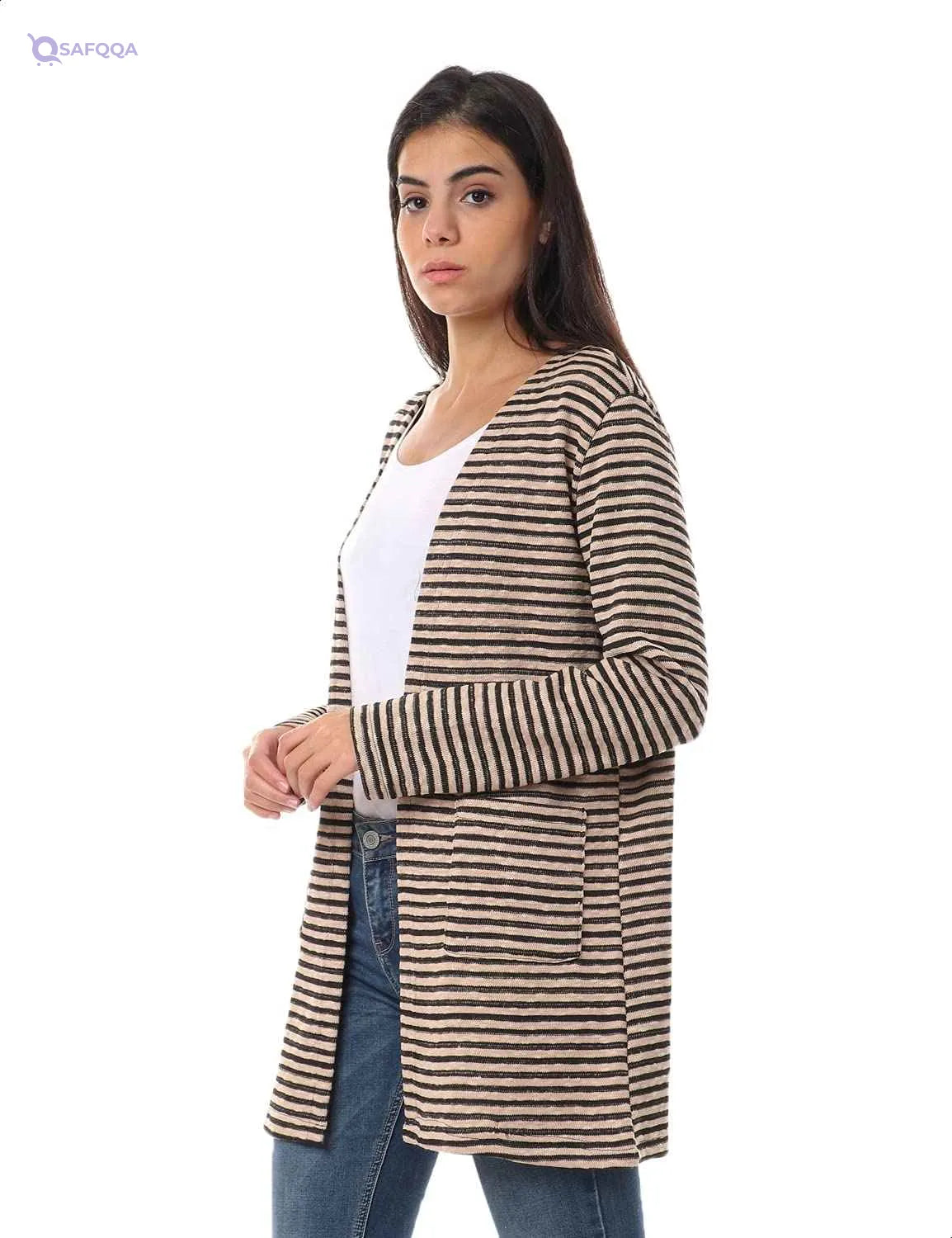 Jamila Front Pockets Long Sleeves Cardigan For Women,Versatile design suitable for both casual and semi-formal wear - Safqqa