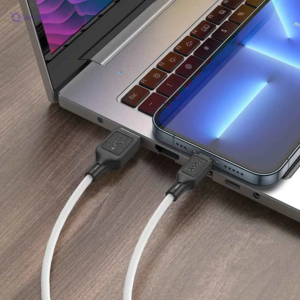 Hoco X90 Cool Silicone Charging & Data Cable – 2.4A – 1M – USB-A to Lightning - Safqqa