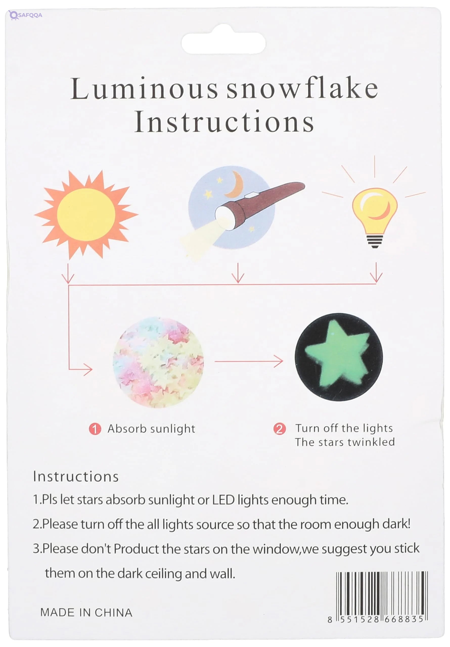 Generic Luminous plastic star-shaped stickers, 100 pieces - Safqqa