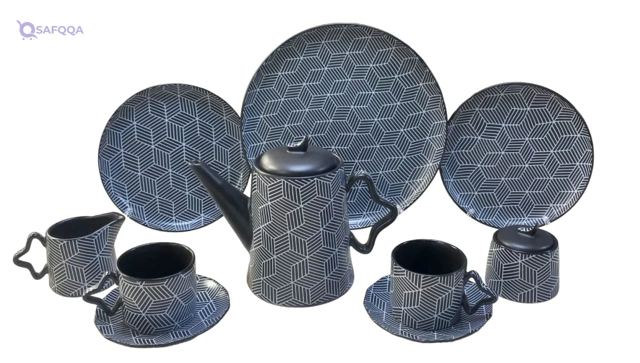 Mazaj Porcelain Tea Set 24 Pcs – Tart Design - Safqqa