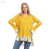 kady-Women-High-Low V-Neck Blouse With Floral Trim - Safqqa Egypt