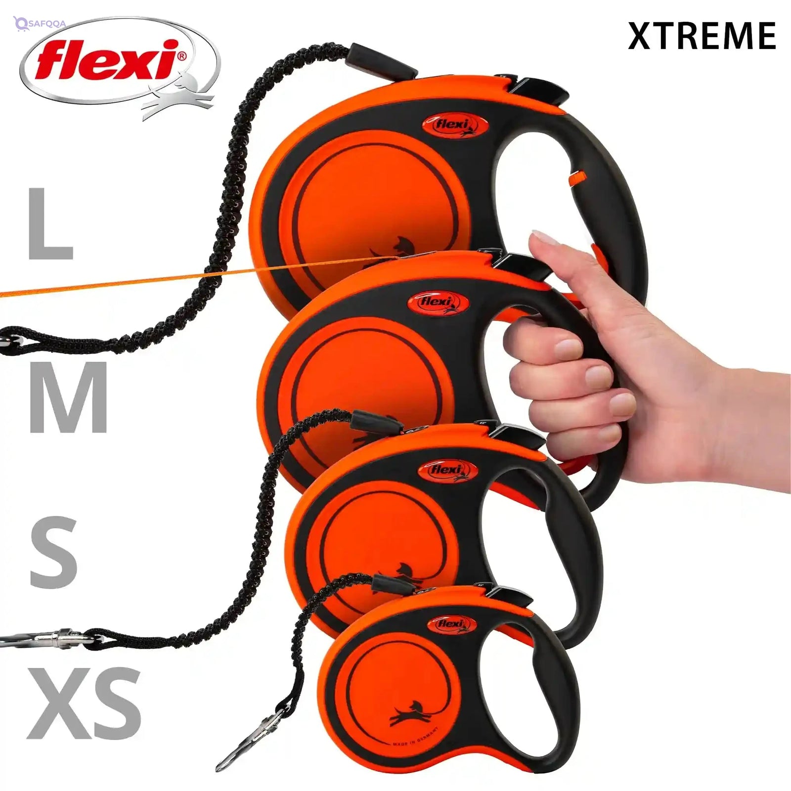Flexi Tape 5m Black * Orange For Dog - Safqqa