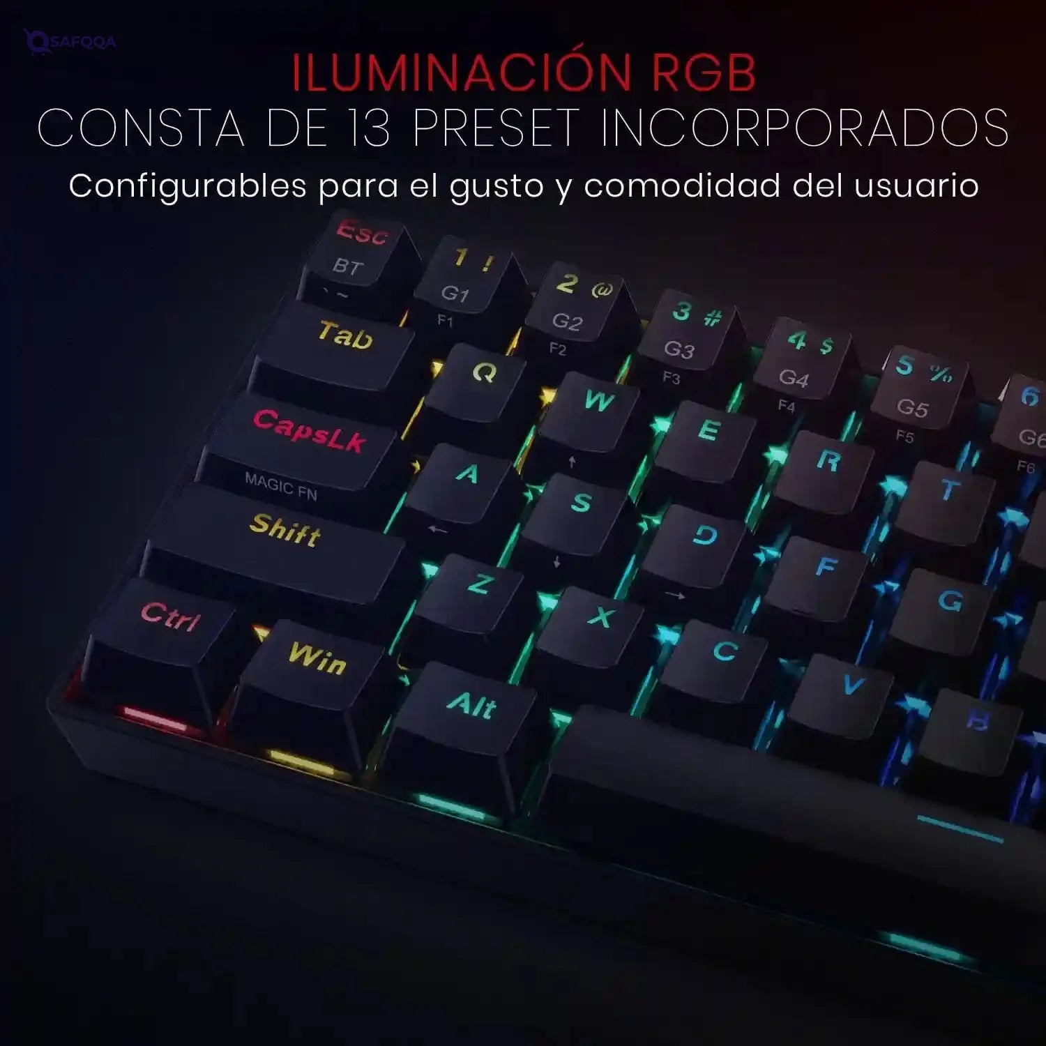 Redragon K530 Draconic 60% Compact Rgb Wireless Mechanical Keyboard, 61 Keys Tkl Designed 5.0 Bluetooth Gaming Keyboard With Brown Switches And 16.8 Million Rgb Lighting For Pc, Laptop, Cell Phone - Safqqa