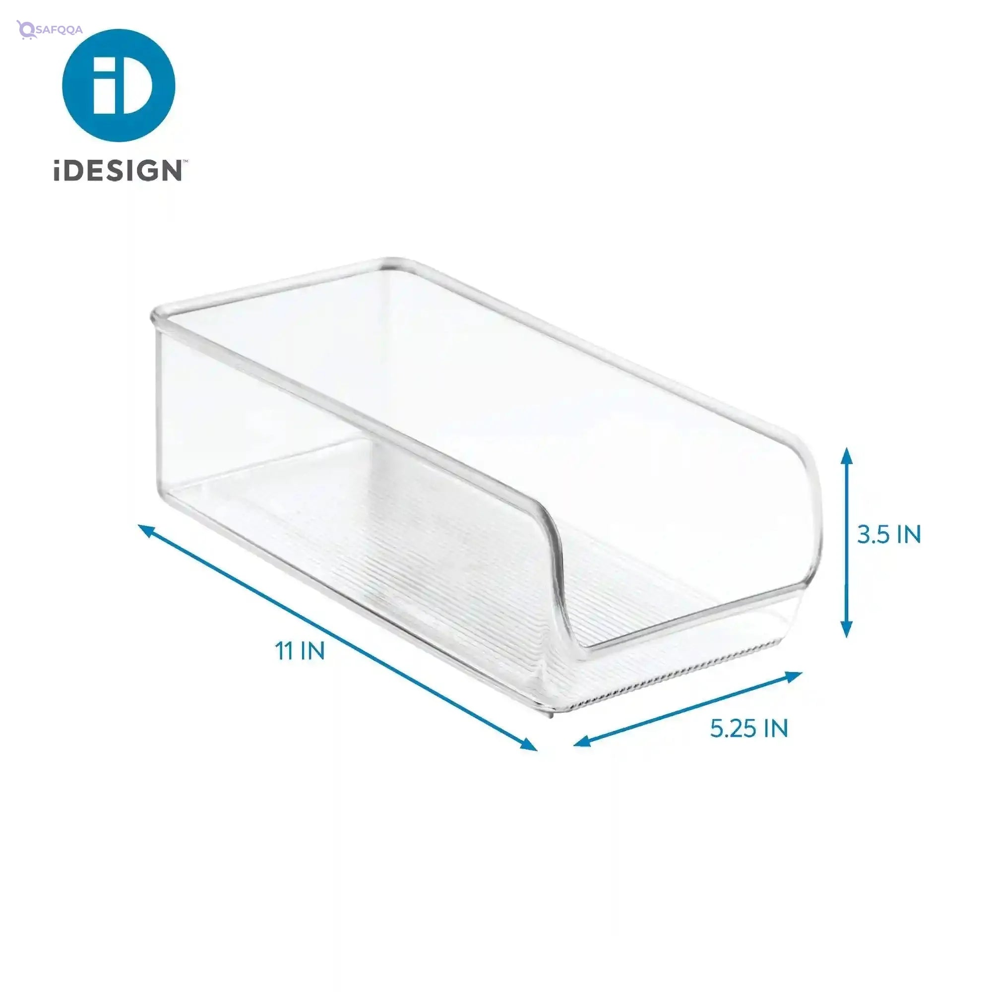 iDesign Linus Clear Storage Bins for Fridge and Freezer, Set of 2, 11" x 5.5" x 3.5", BPA-Free - Safqqa Egypt