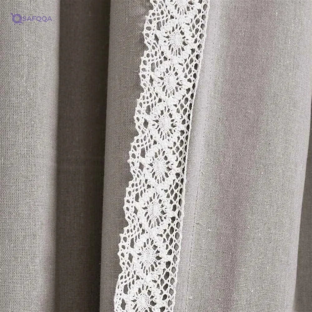 Lush Decor Rosalie Light Filtering Window Curtain Panel Set- Pair- Vintage Farmhouse & French Country Style Curtains - Timeless Dreamy Drape - Romantic Lace Trim - 54" W x 84" L, Light Gray - Safqqa Egypt