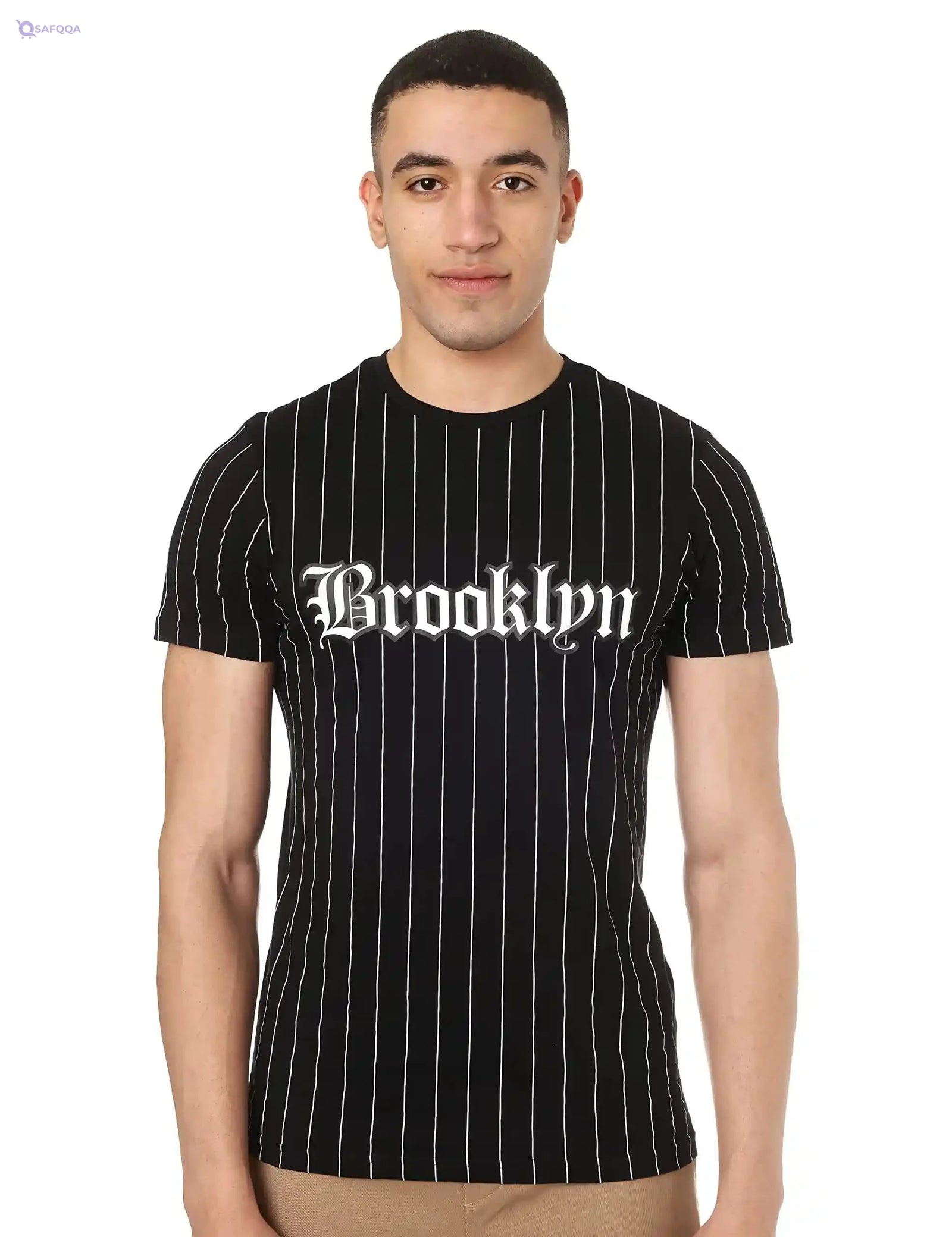 Splash Cotton Striped Two-Tone Round-Neck Short Sleeves T-shirt for Men - Safqqa Egypt