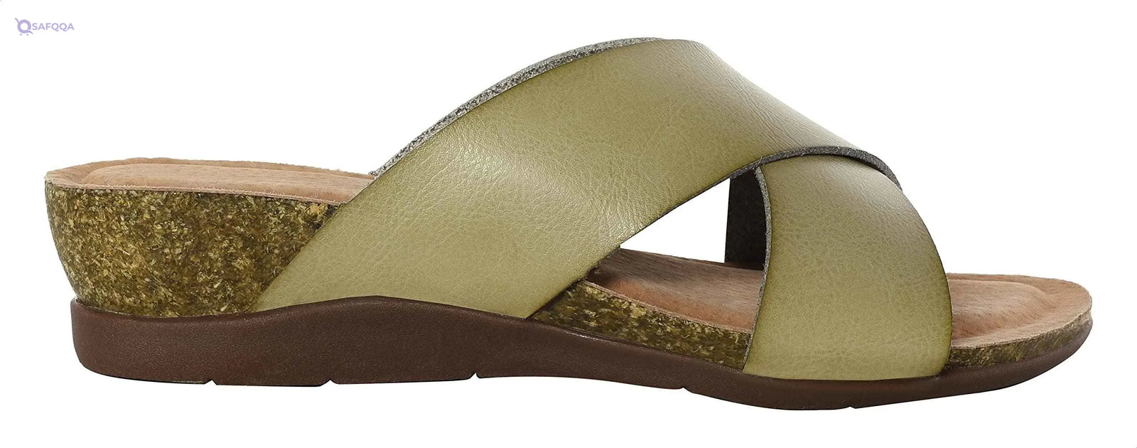 Pixi Faux Leather Cross Strap Open Front Wedge Slipper For Women - Safqqa Egypt