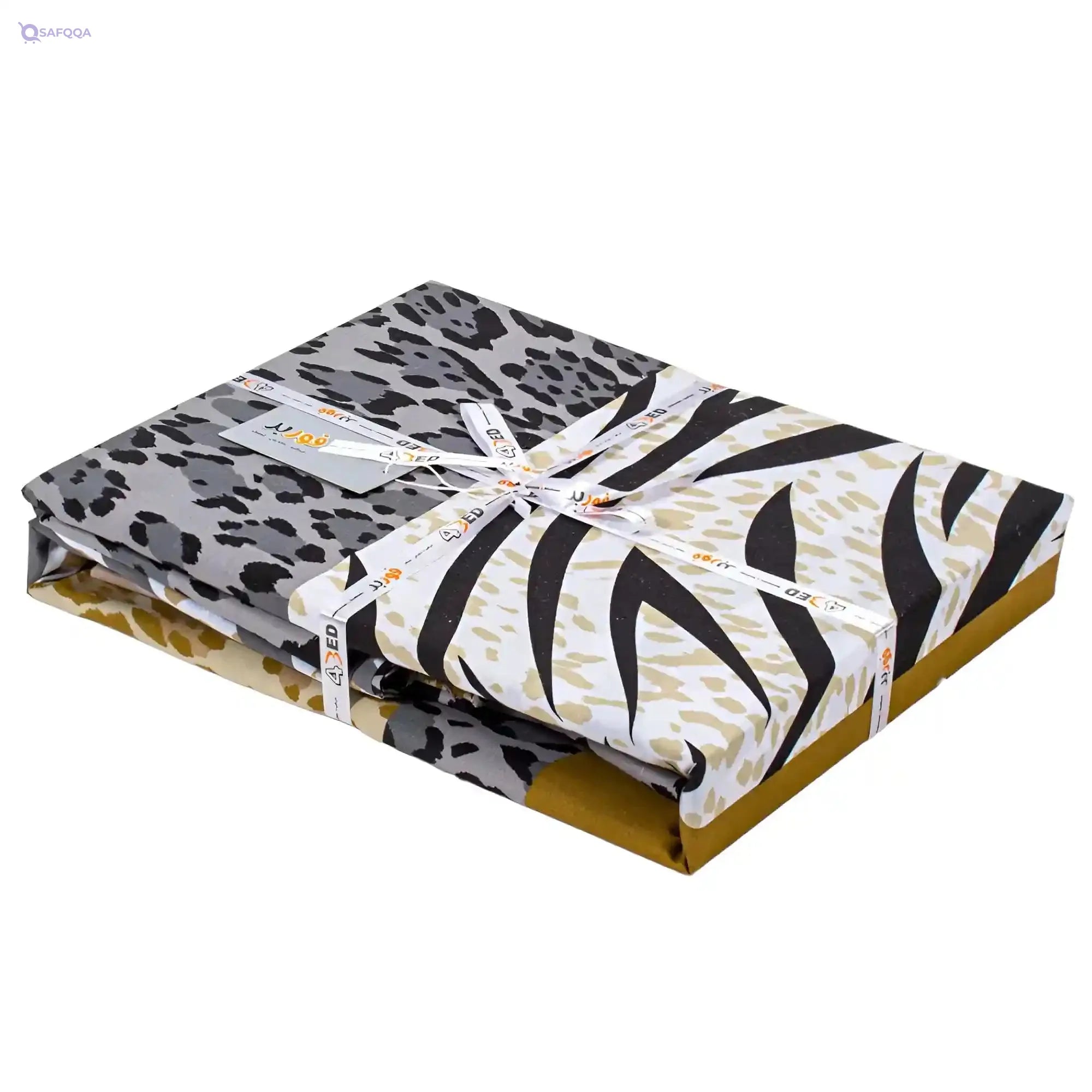 Fourbed Single Polycotton Sheet Set, 245x180 cm with 120x45 cm and 50x70 cm Pillowcases, Multi-Colored Patterned, 144 Thread Count - Safqqa Egypt