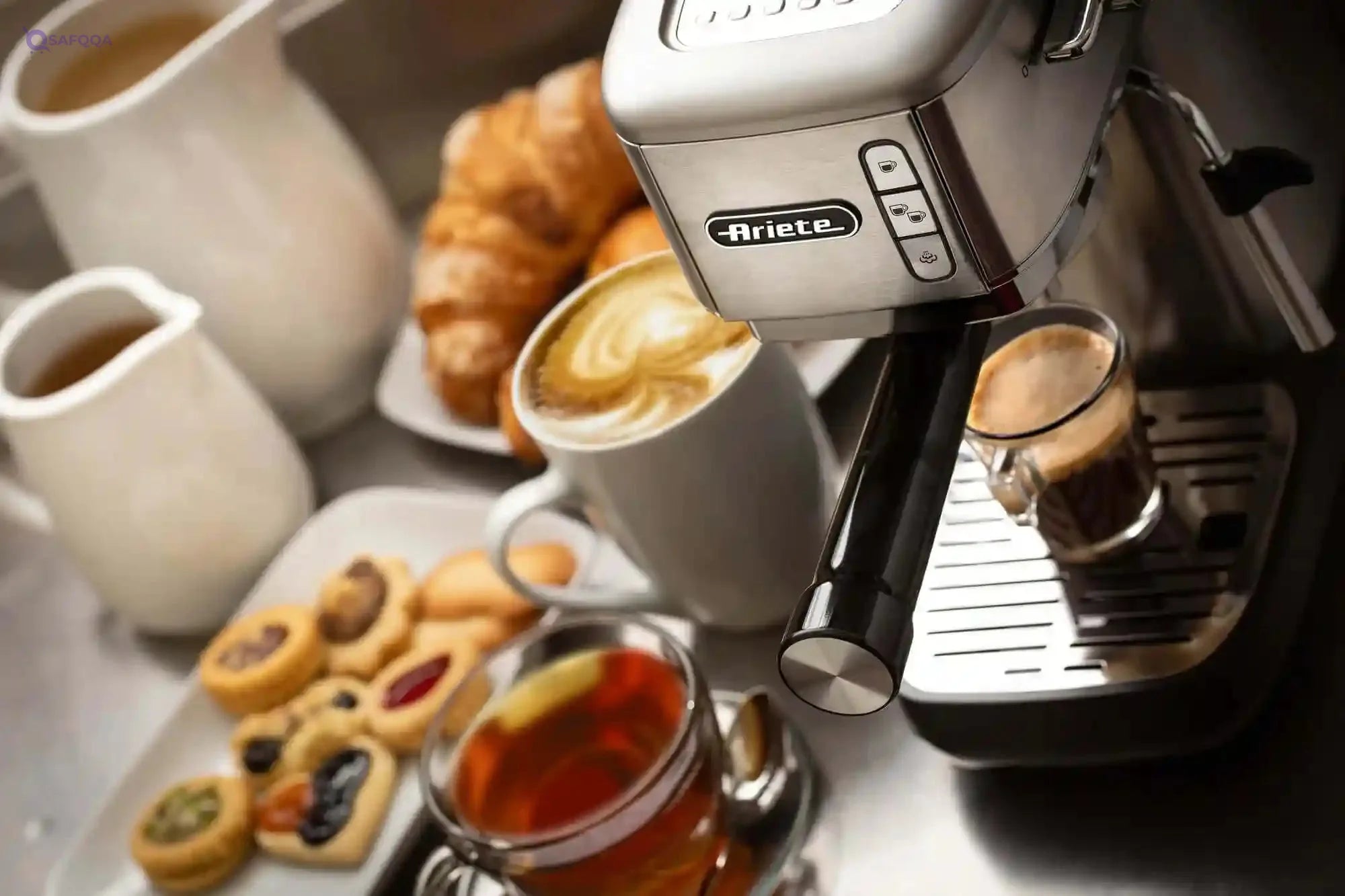 Ariete 1380 Metal Slim Barista Espresso Coffee Maker Machine & Milk Frother for Powder or Pods, 15 Bar Pressure & Cup Warmer, Stainless Steel (by Delonghi Group) - Safqqa