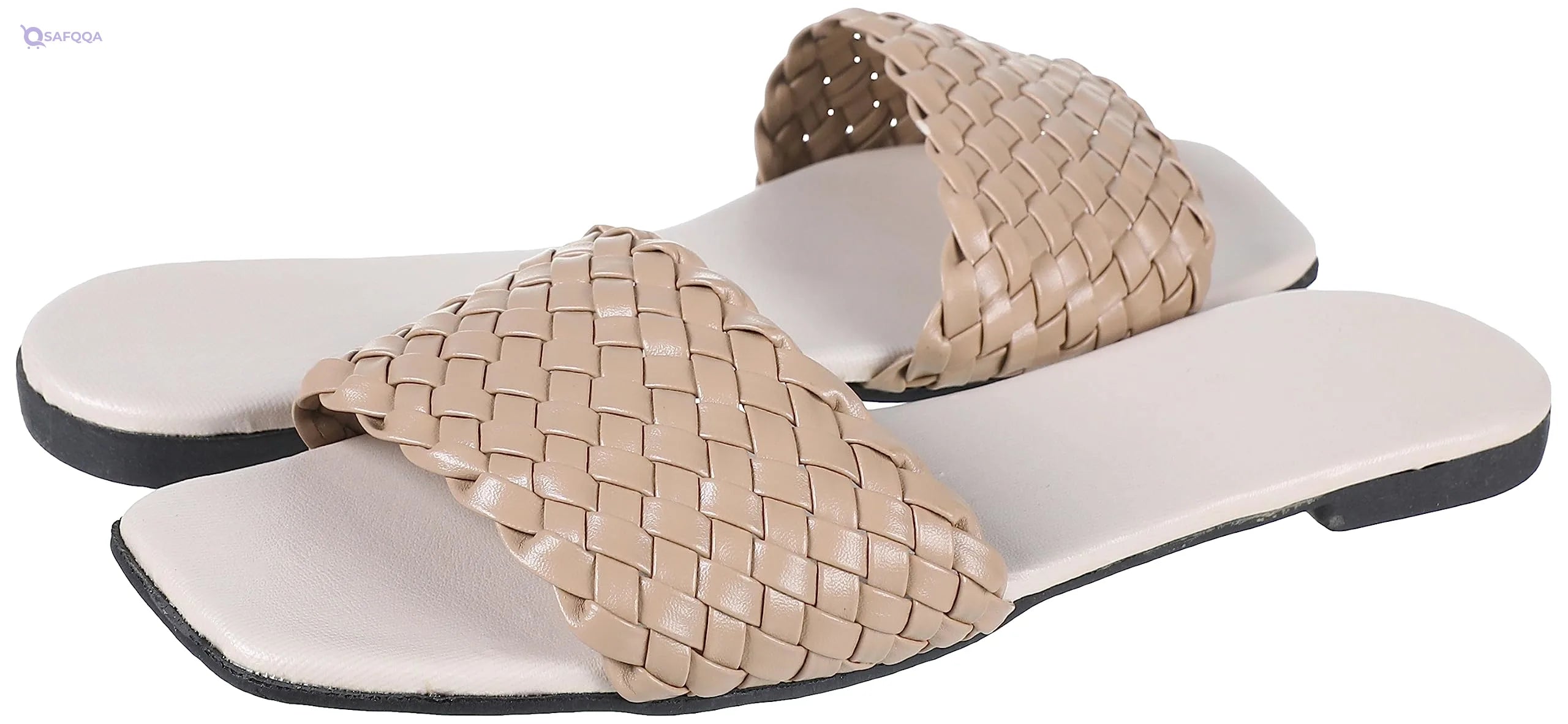 SWAY Flat spongy cushioned insole for amazing comfort and a braided faux soft leather upper For Women, - Safqqa