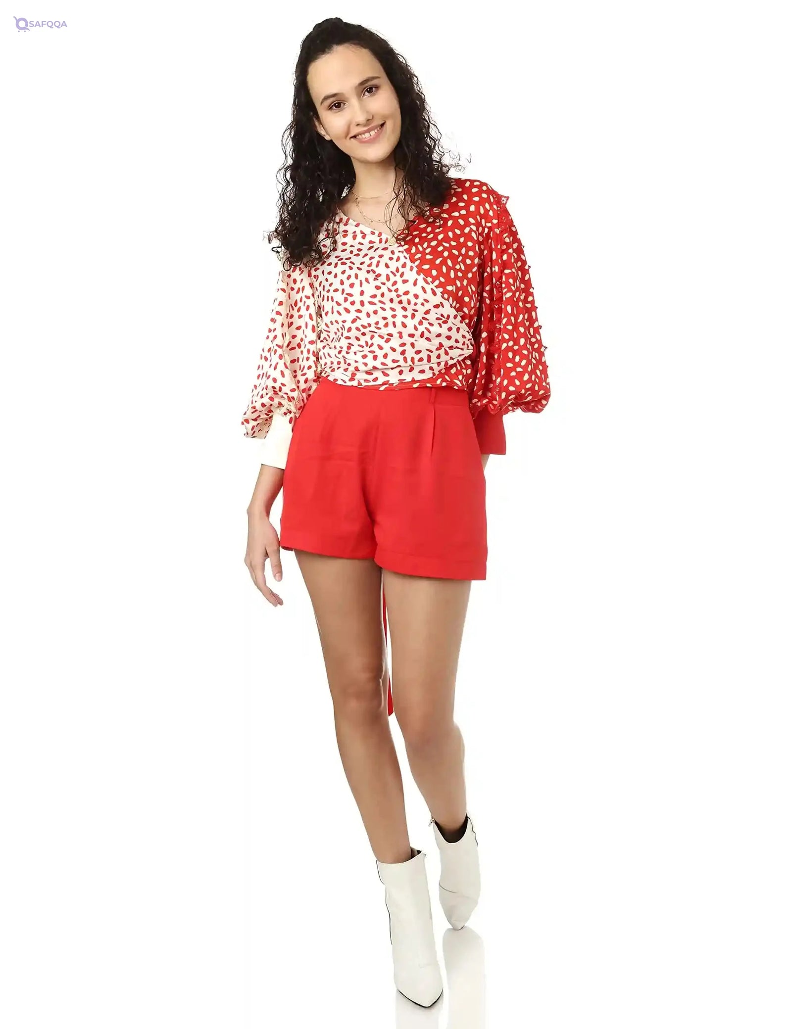 Elle Bishop Sleeves V-Neck Blouse for Women - Safqqa Egypt