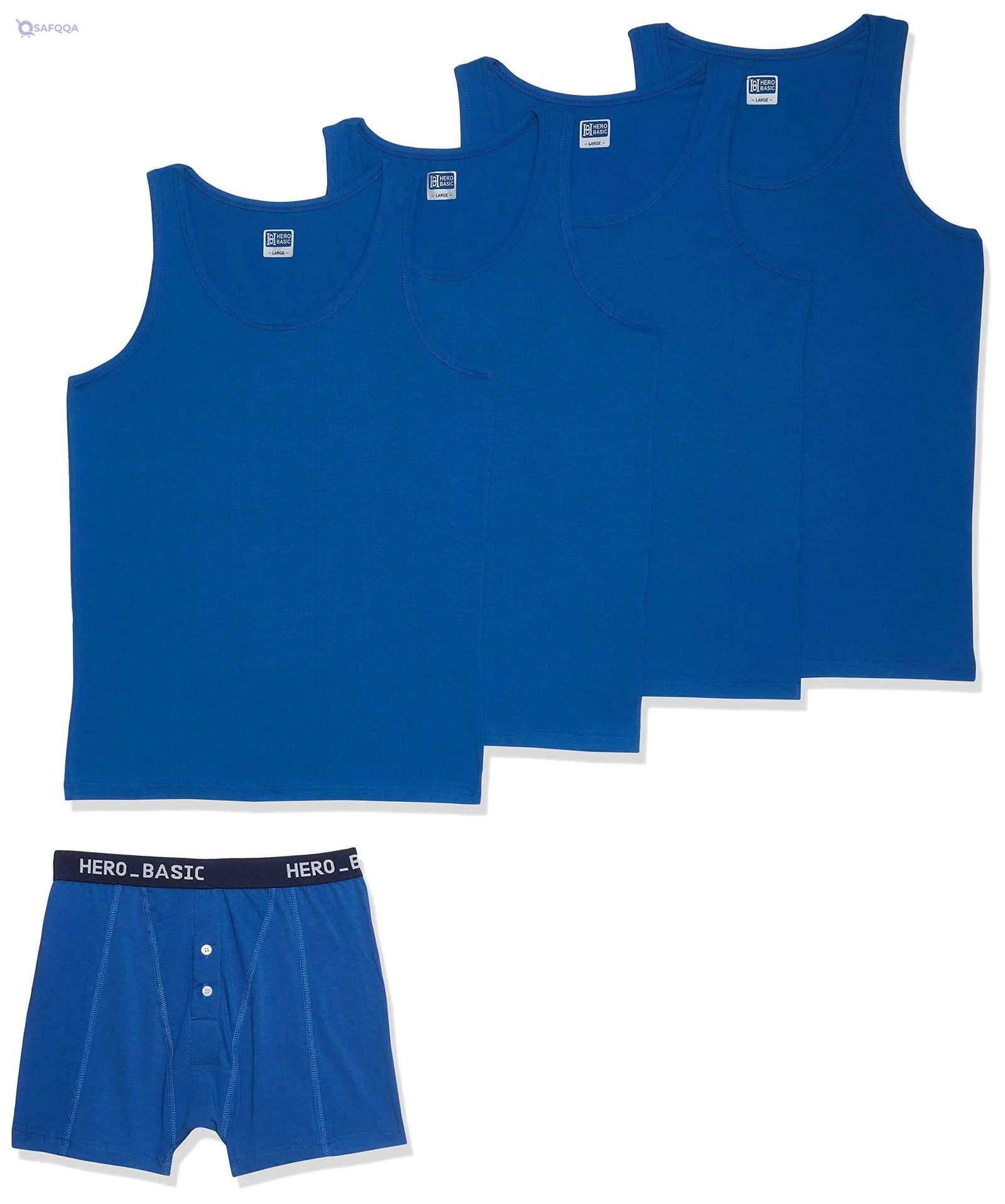 Hero Basic Men’s Set of 4 Tank Tops + Free Boxer – Pack of 5 - Safqqa