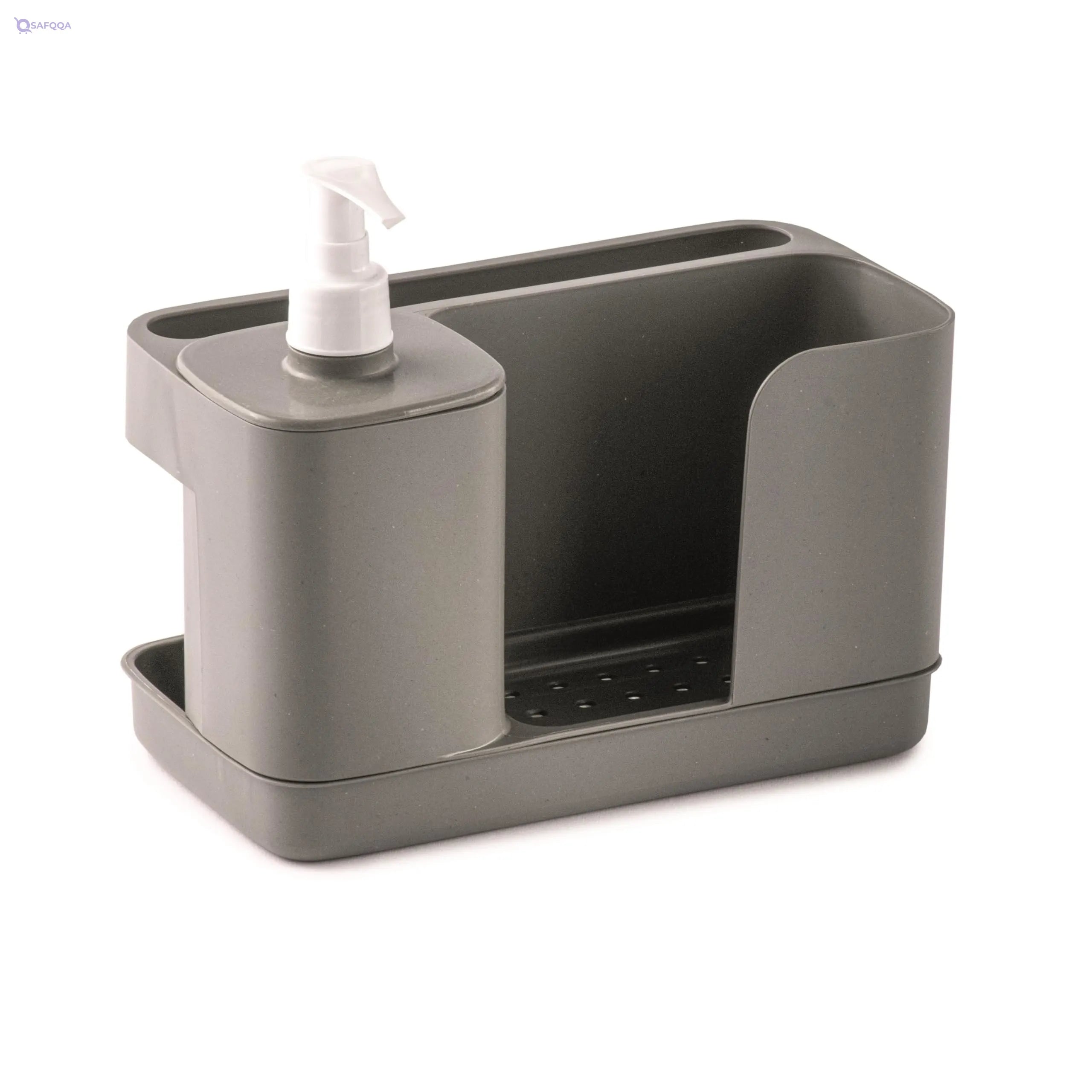 Snips Riordinello grey, sponge holder with dispenser, grey sink organizer, storage box for utensils 21 x 12 x 18 cm, made in Italy, 0% BPA and phthalate free. - Safqqa