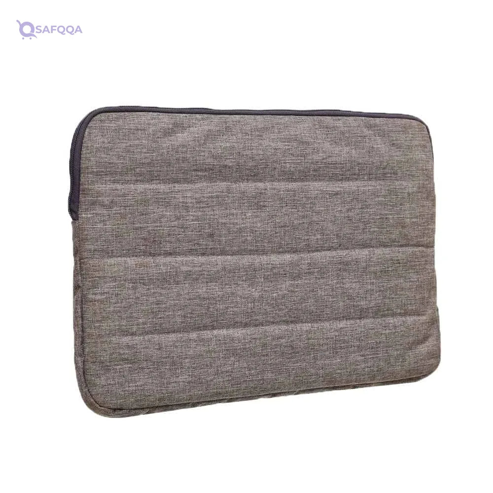 V-Case Fabric Laptop Sleeve With Classic Design And Zipper Pocket For Laptop 13.3/14 Inch - Grey Black - Safqqa Egypt