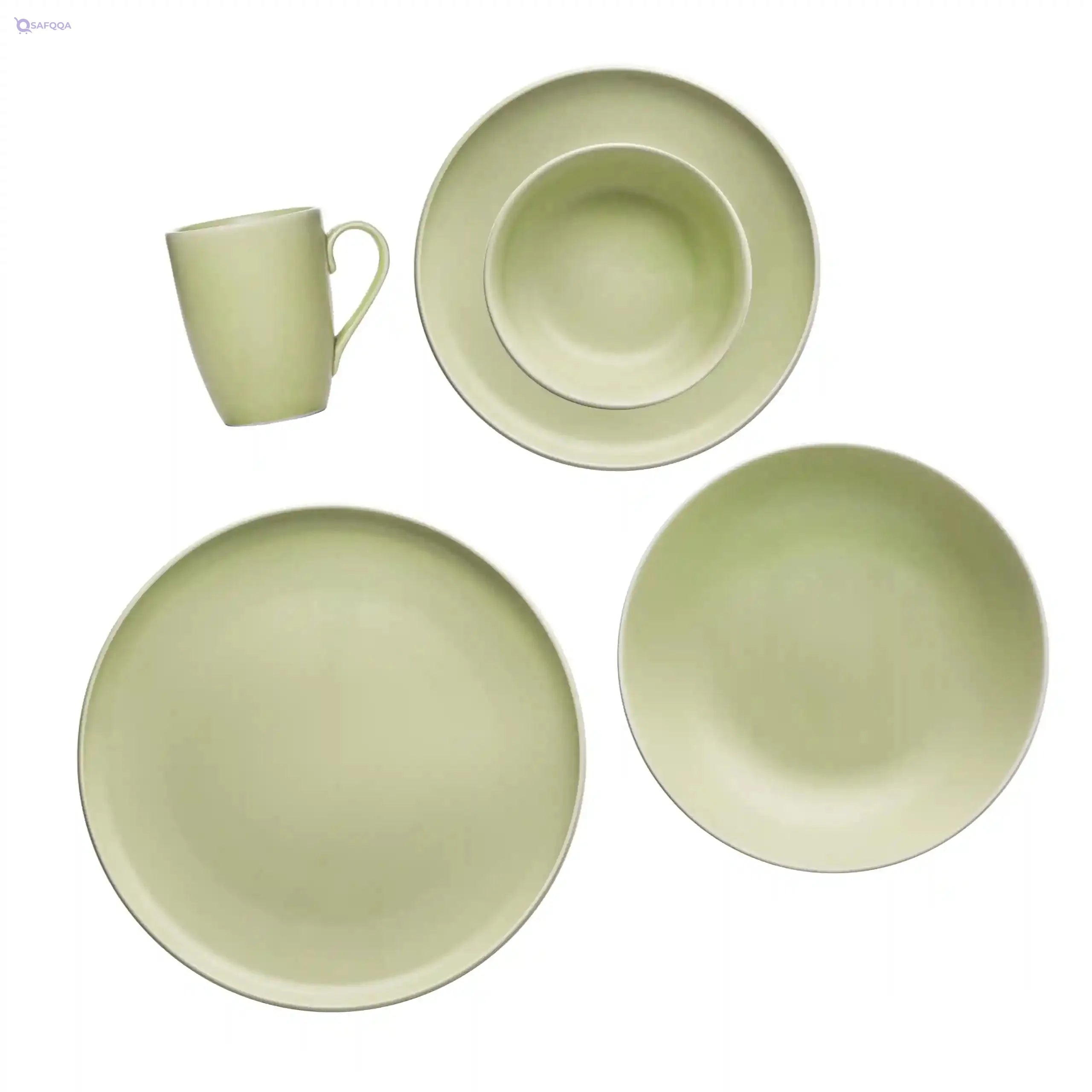 Fathy Mahmoud Porcelain Tableware Dinner 30-Piece Set, Light Green - Safqqa